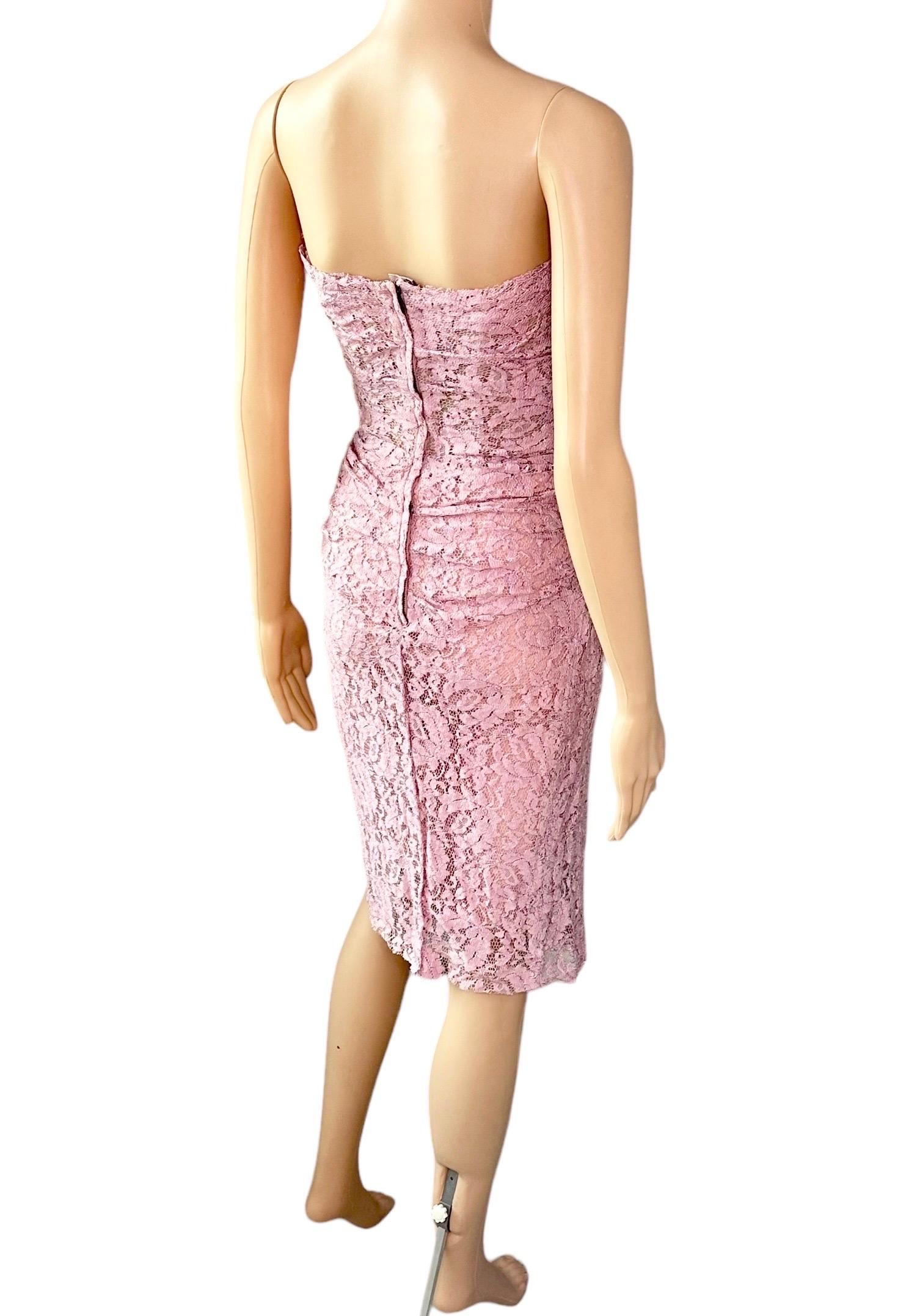 Dolce & Gabbana S/S 2012 Unworn Bustier Corset Lace Lilac Midi Dress For Sale 7