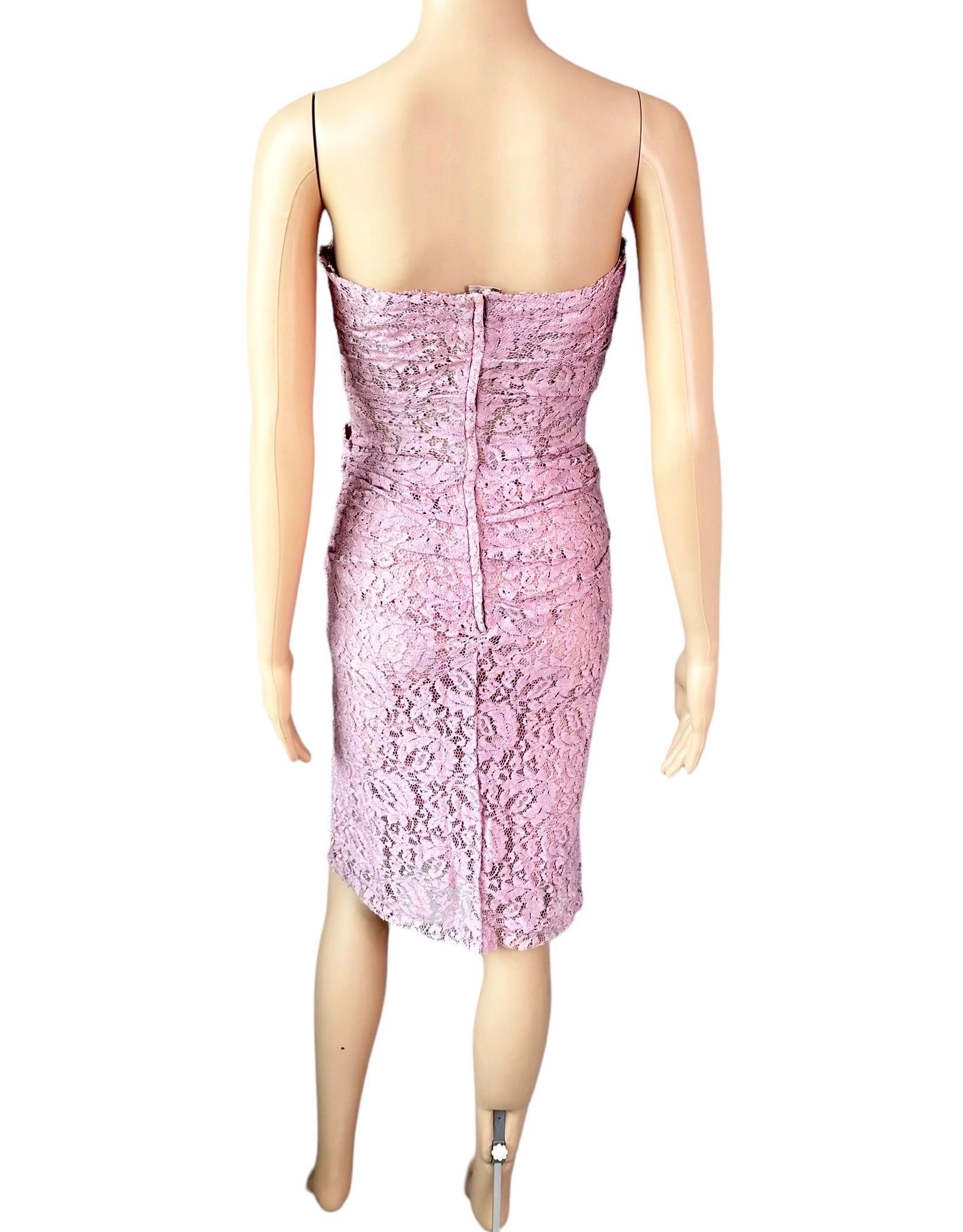 Dolce & Gabbana S/S 2012 Unworn Bustier Corset Lace Lilac Midi Dress For Sale 8