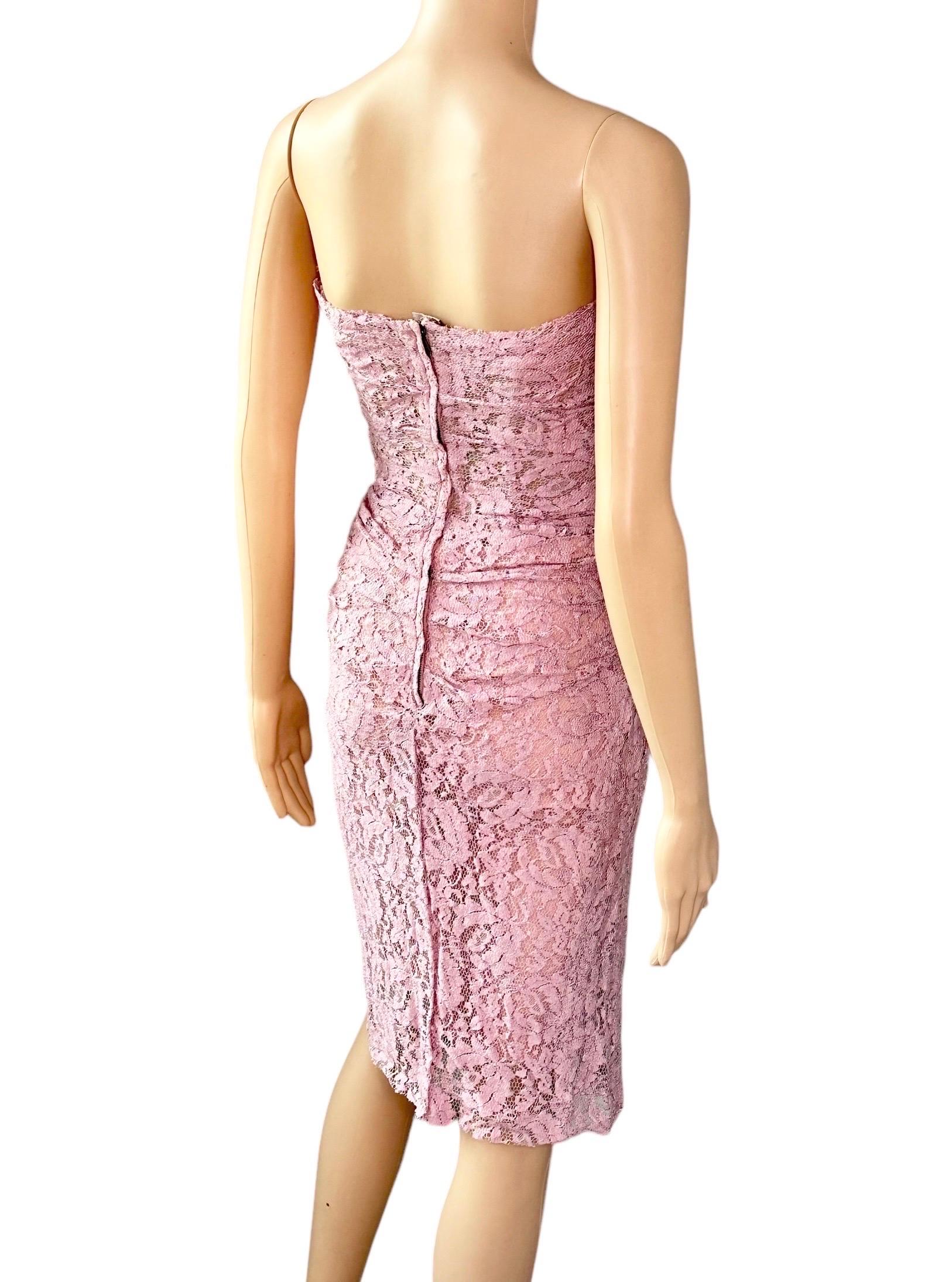 Dolce & Gabbana S/S 2012 Unworn Bustier Corset Lace Lilac Midi Dress For Sale 9