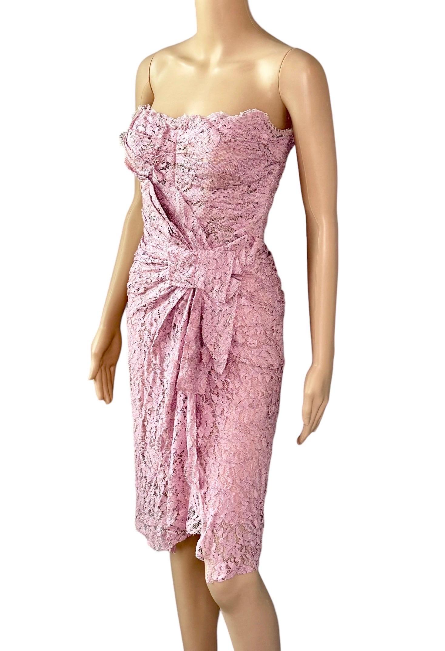 Dolce & Gabbana S/S 2012 Unworn Bustier Corset Lace Lilac Midi Dress IT 40
