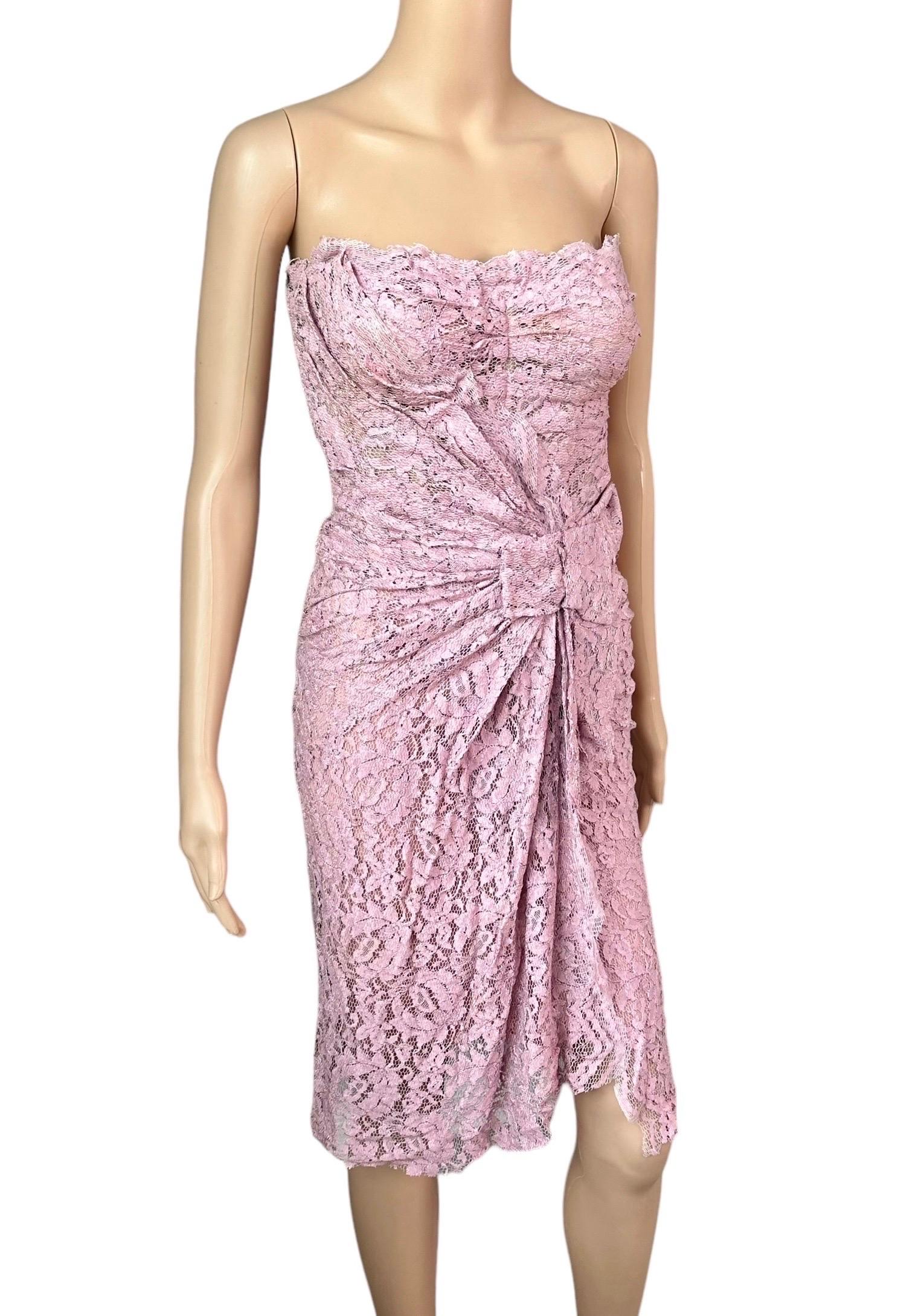 Gray Dolce & Gabbana S/S 2012 Unworn Bustier Corset Lace Lilac Midi Dress For Sale
