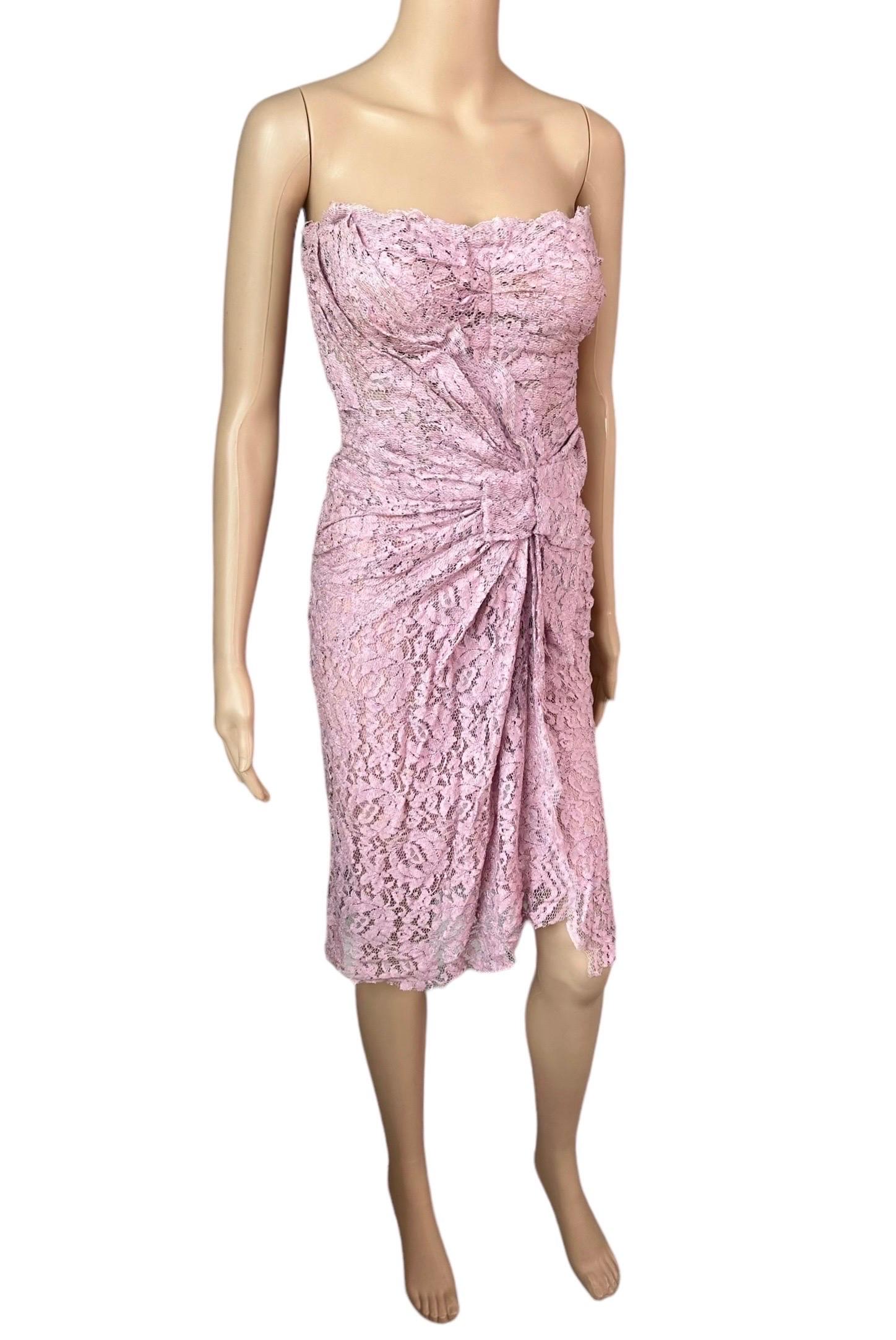 Dolce & Gabbana S/S 2012 Unworn Bustier Corset Lace Lilac Midi Dress In New Condition For Sale In Naples, FL