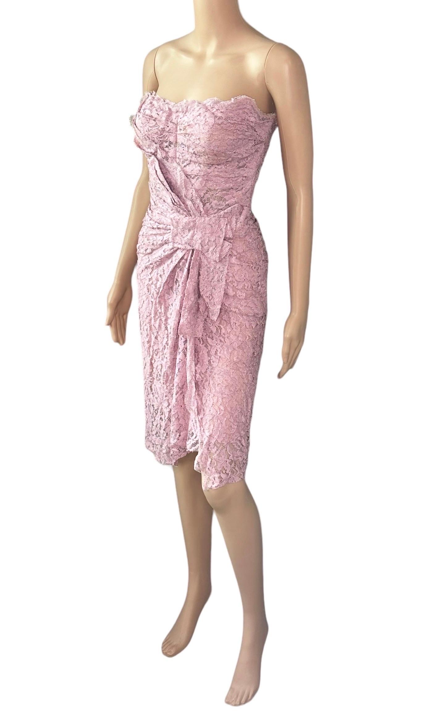 Women's Dolce & Gabbana S/S 2012 Unworn Bustier Corset Lace Lilac Midi Dress For Sale