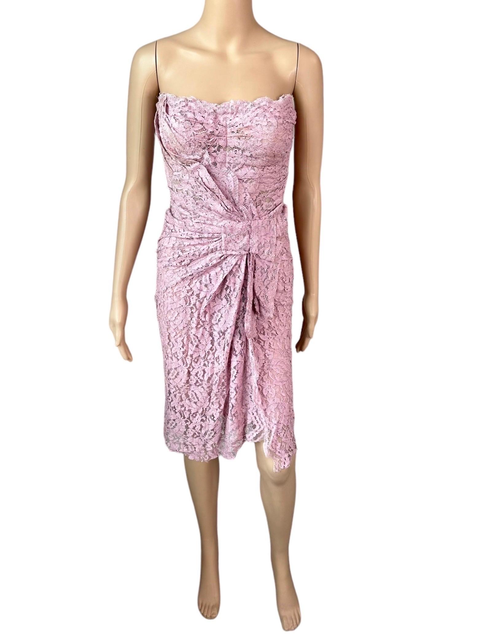 Dolce & Gabbana S/S 2012 Unworn Bustier Corset Lace Lilac Midi Dress For Sale 1