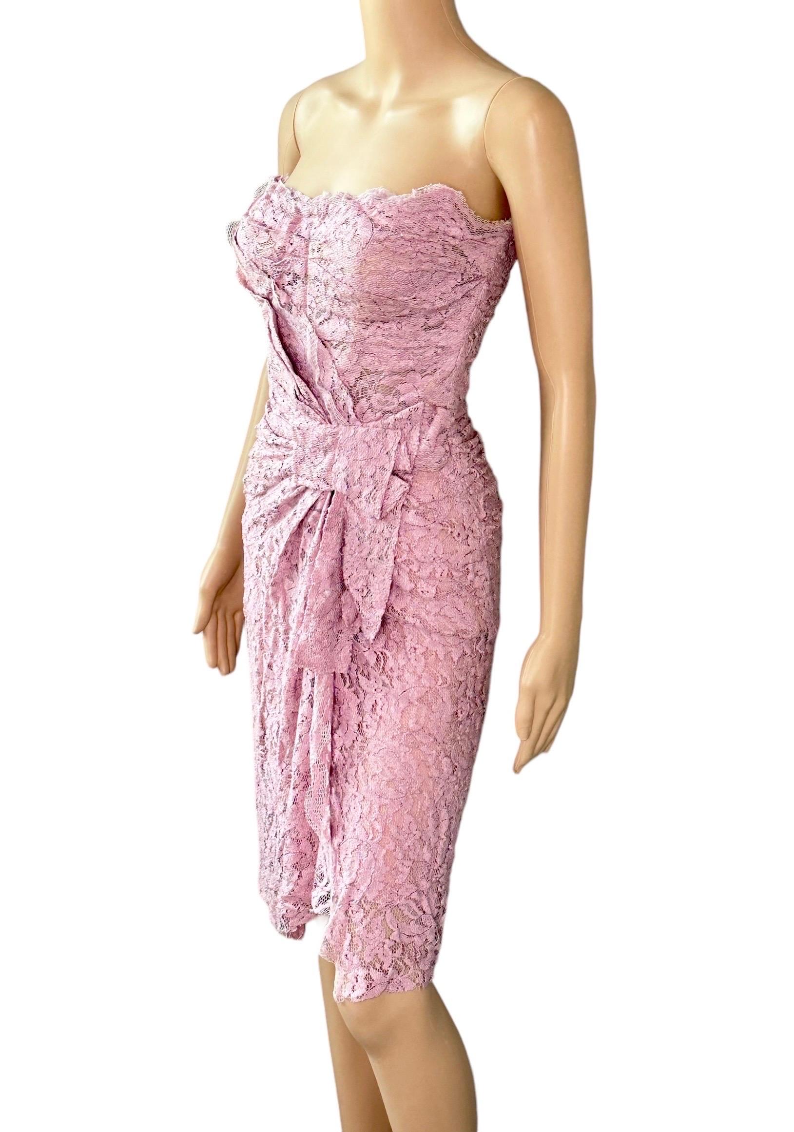 Dolce & Gabbana S/S 2012 Unworn Bustier Corset Lace Lilac Midi Dress For Sale 2