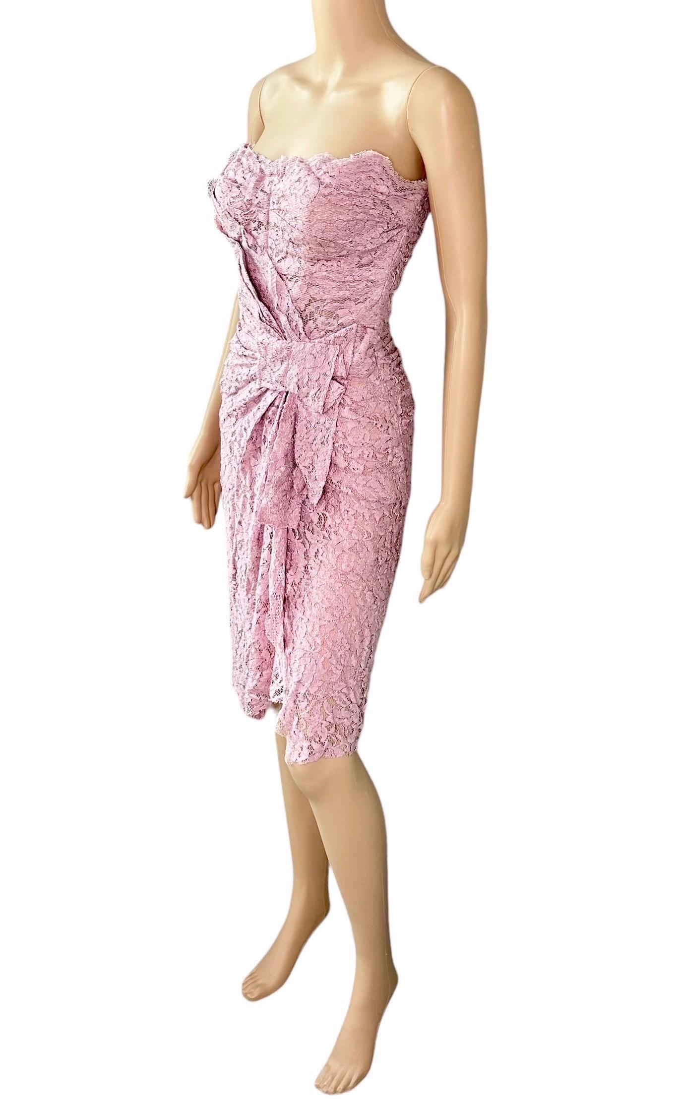 Dolce & Gabbana S/S 2012 Unworn Bustier Corset Lace Lilac Midi Dress For Sale 3