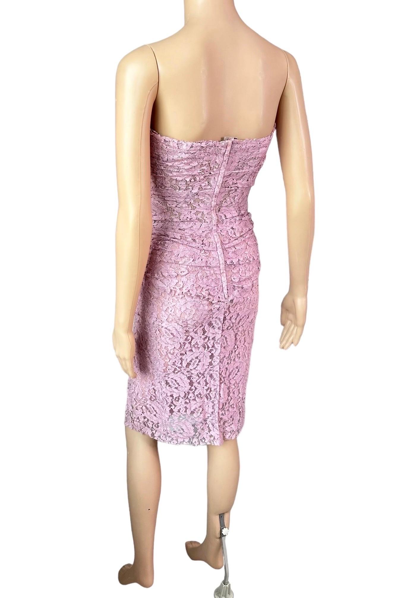 Dolce & Gabbana S/S 2012 Unworn Bustier Corset Lace Lilac Midi Dress For Sale 4