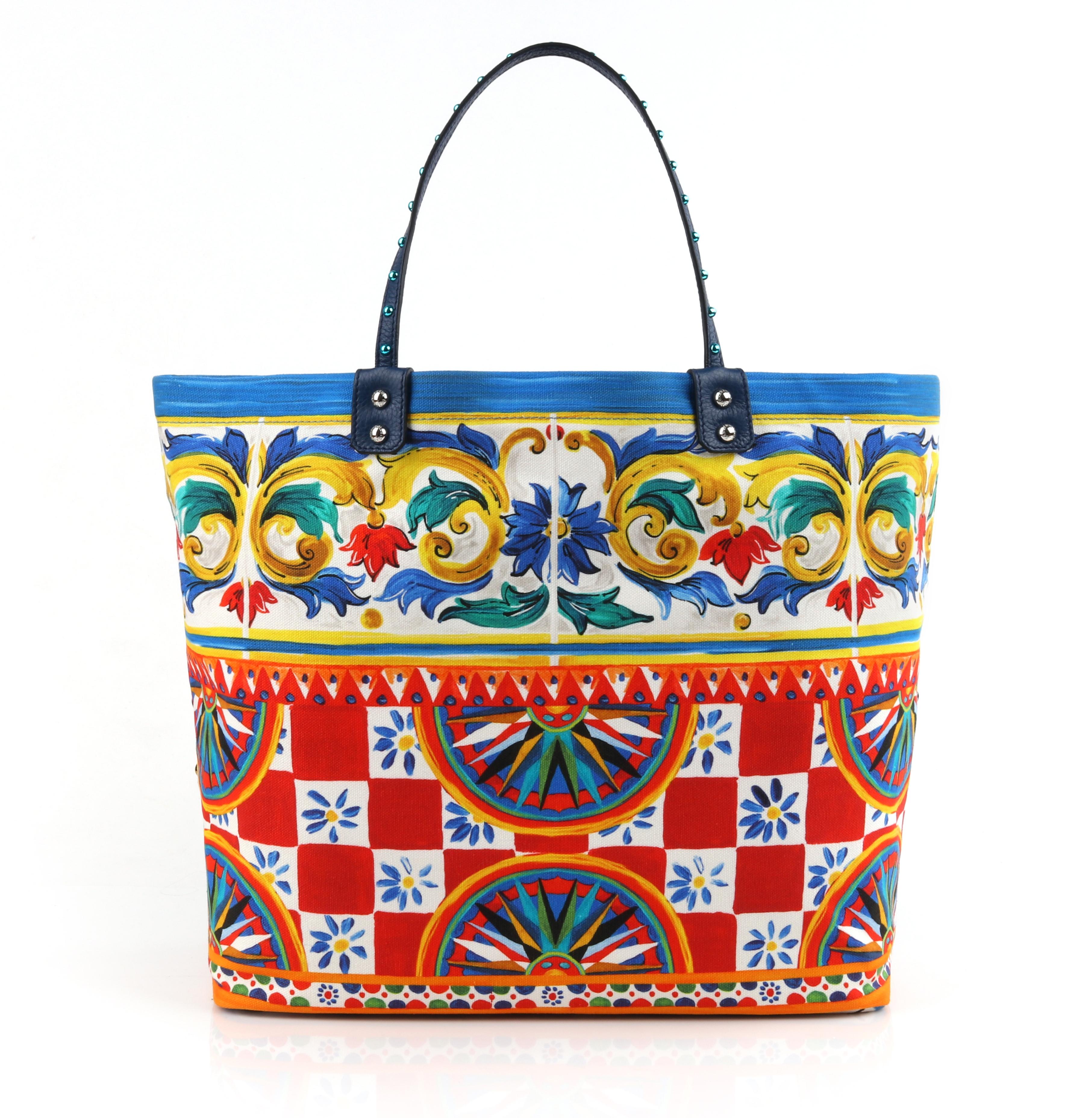 DOLCE & GABBANA S/S 2013 “Beatrice” Multi-color Carretto Maiolica Embellished Canvas Shopper Tote Bag NWT
 
Estimated Retail: $2,175
 
Brand / Manufacturer: Dolce & Gabbana
Collection: Spring / Summer 2013
Manufacture Style Name: Beatrice 
Style: