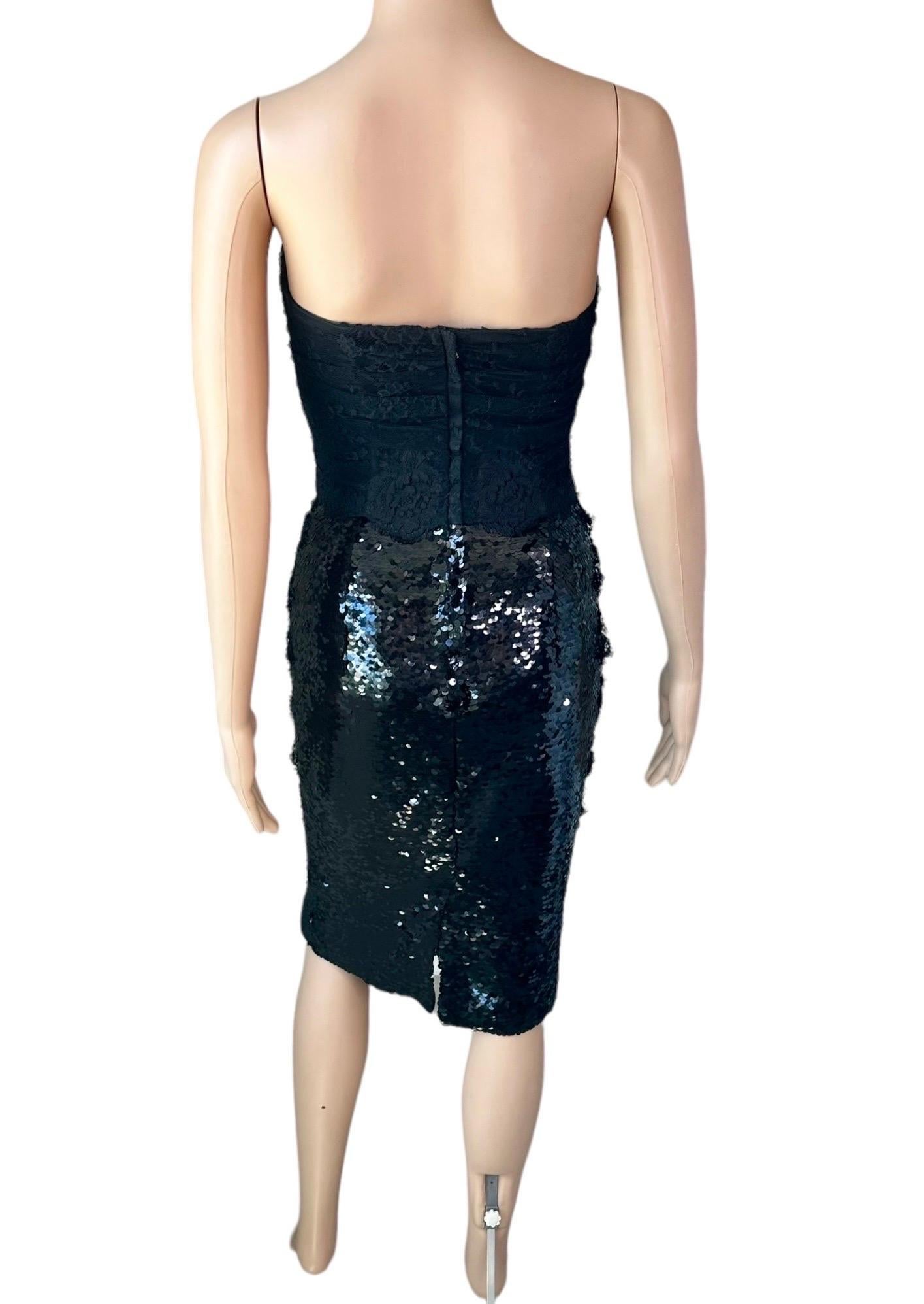 Dolce & Gabbana S/S 2013 Vestido midi negro de lentejuelas con corsé y corpiño sin estrenar en venta 5