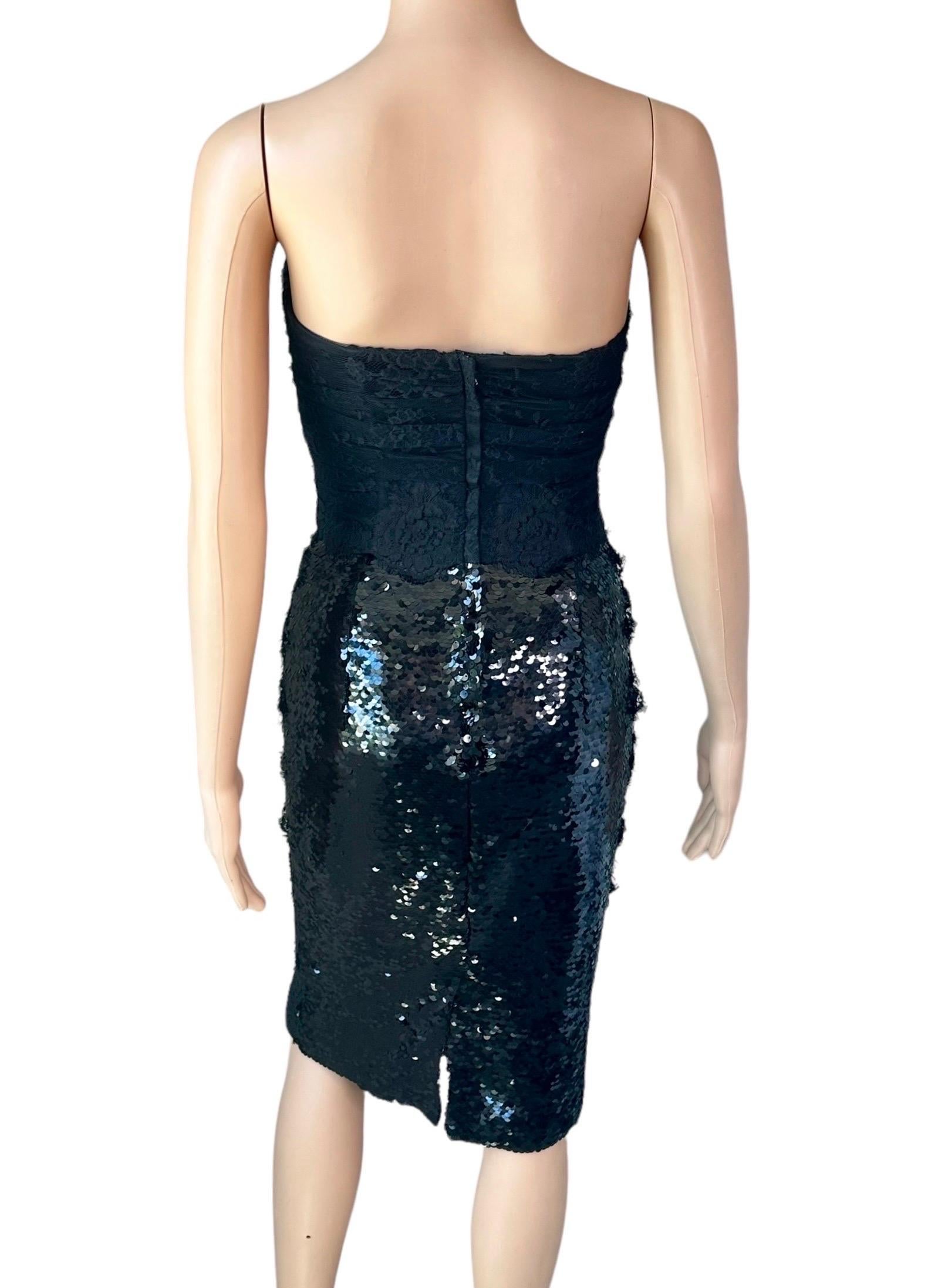 Dolce & Gabbana S/S 2013 Vestido midi negro de lentejuelas con corsé y corpiño sin estrenar en venta 7