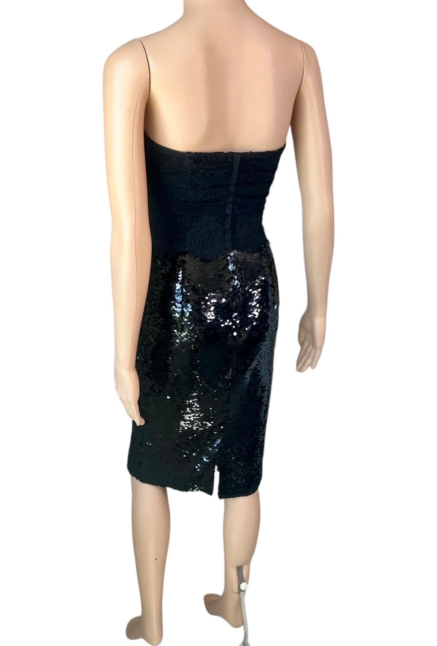 Dolce & Gabbana S/S 2013 Vestido midi negro de lentejuelas con corsé y corpiño sin estrenar en venta 9