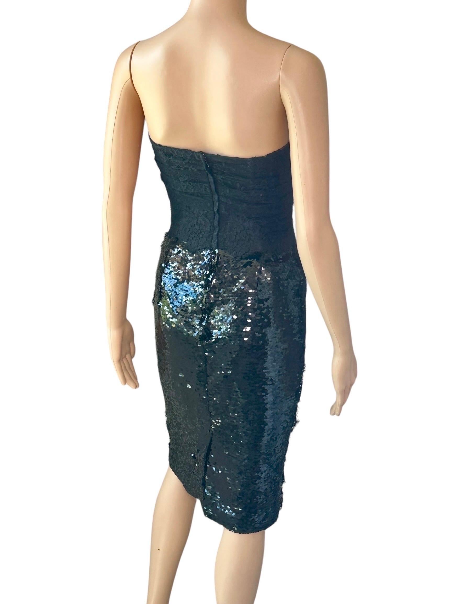 Dolce & Gabbana S/S 2013 Vestido midi negro de lentejuelas con corsé y corpiño sin estrenar en venta 11