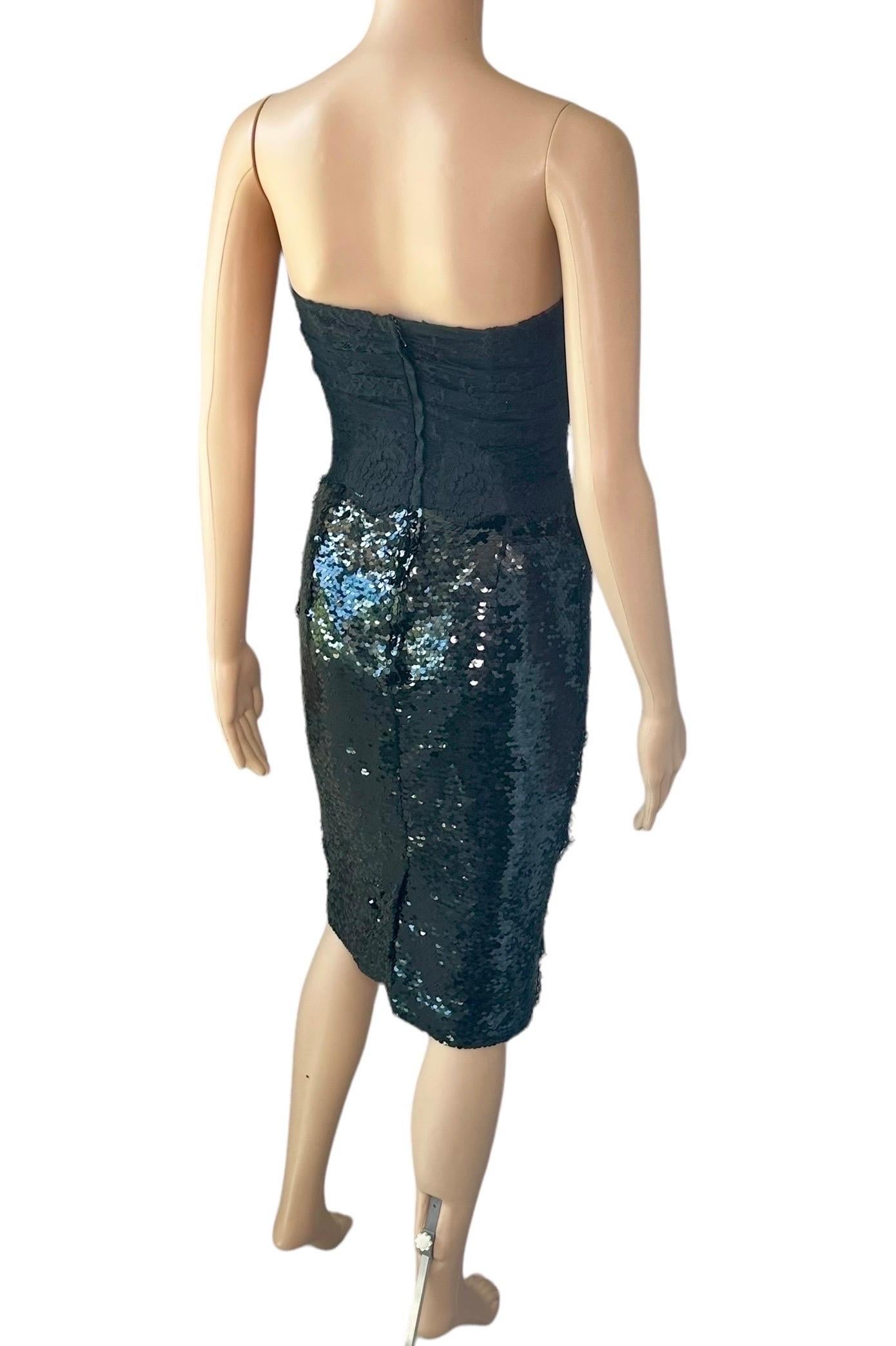Dolce & Gabbana S/S 2013 Vestido midi negro de lentejuelas con corsé y corpiño sin estrenar en venta 13