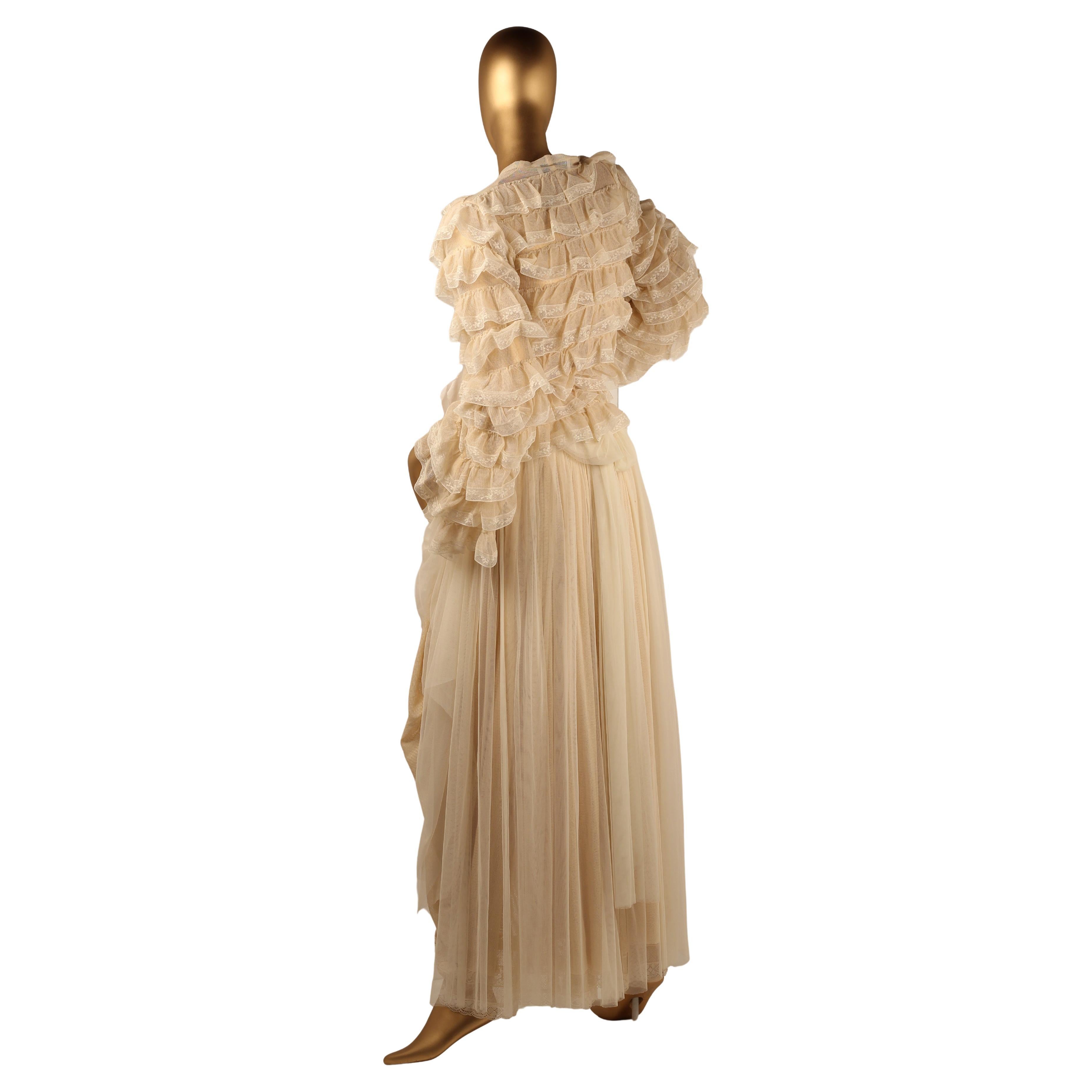 Beige Dolce & Gabbana S/S93 tulle & lace floral skirt - with jacket top For Sale