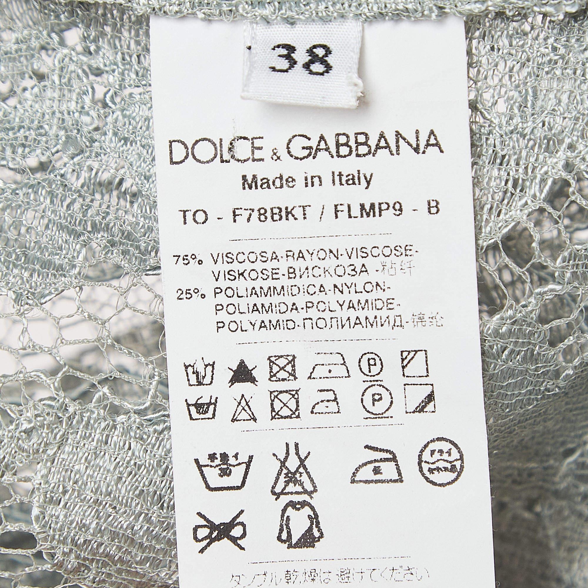 Women's Dolce & Gabbana Sage Green Floral Lace Sleeveless Blouse S