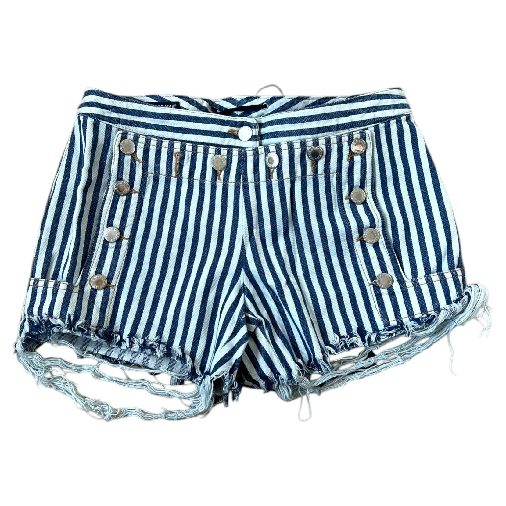 Dolce & Gabbana sailor stripe denim shorts, Spring Summer 2003 runway