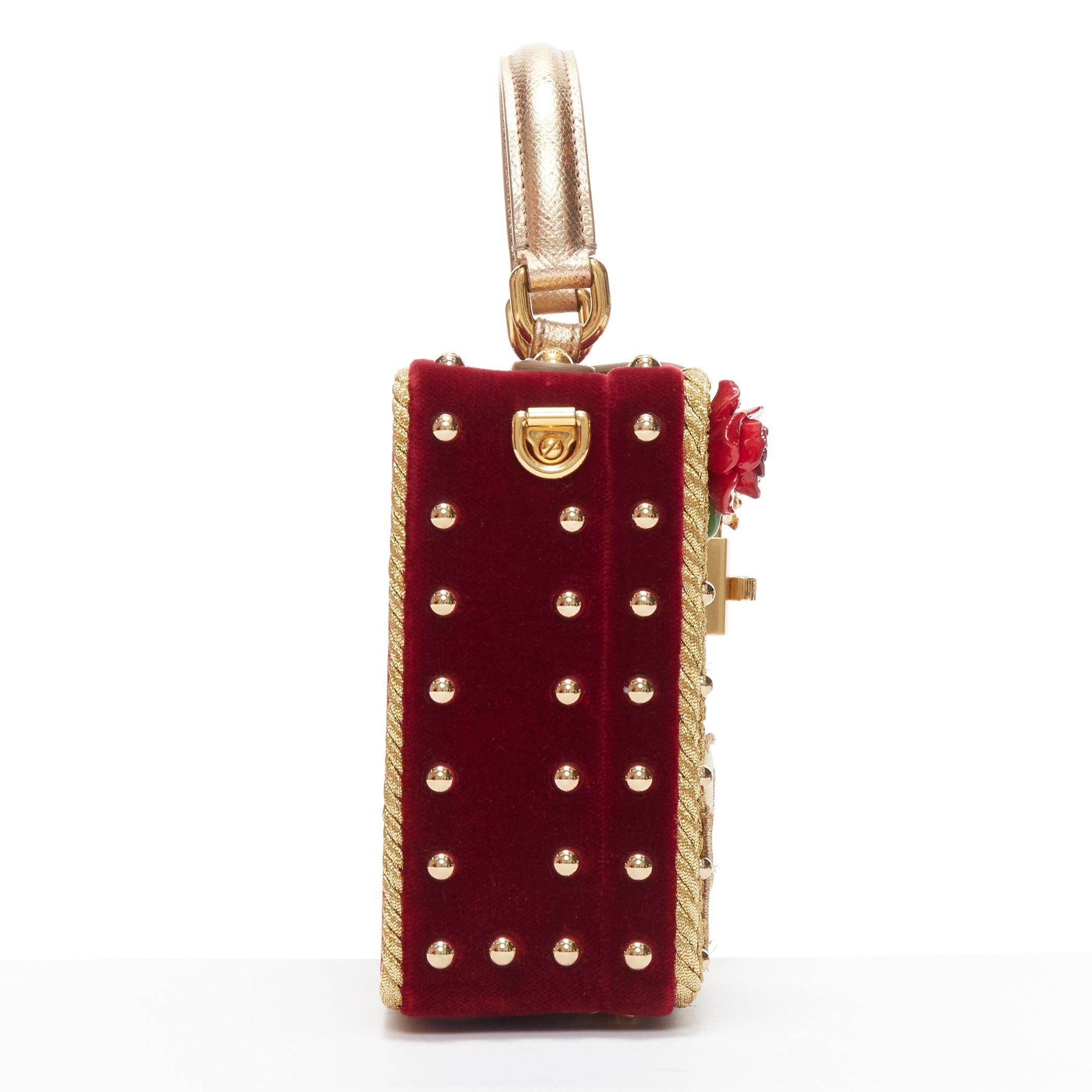 Women's DOLCE GABBANA Santa Borsa gold baroque trim cherub print vanity box shoulder bag For Sale