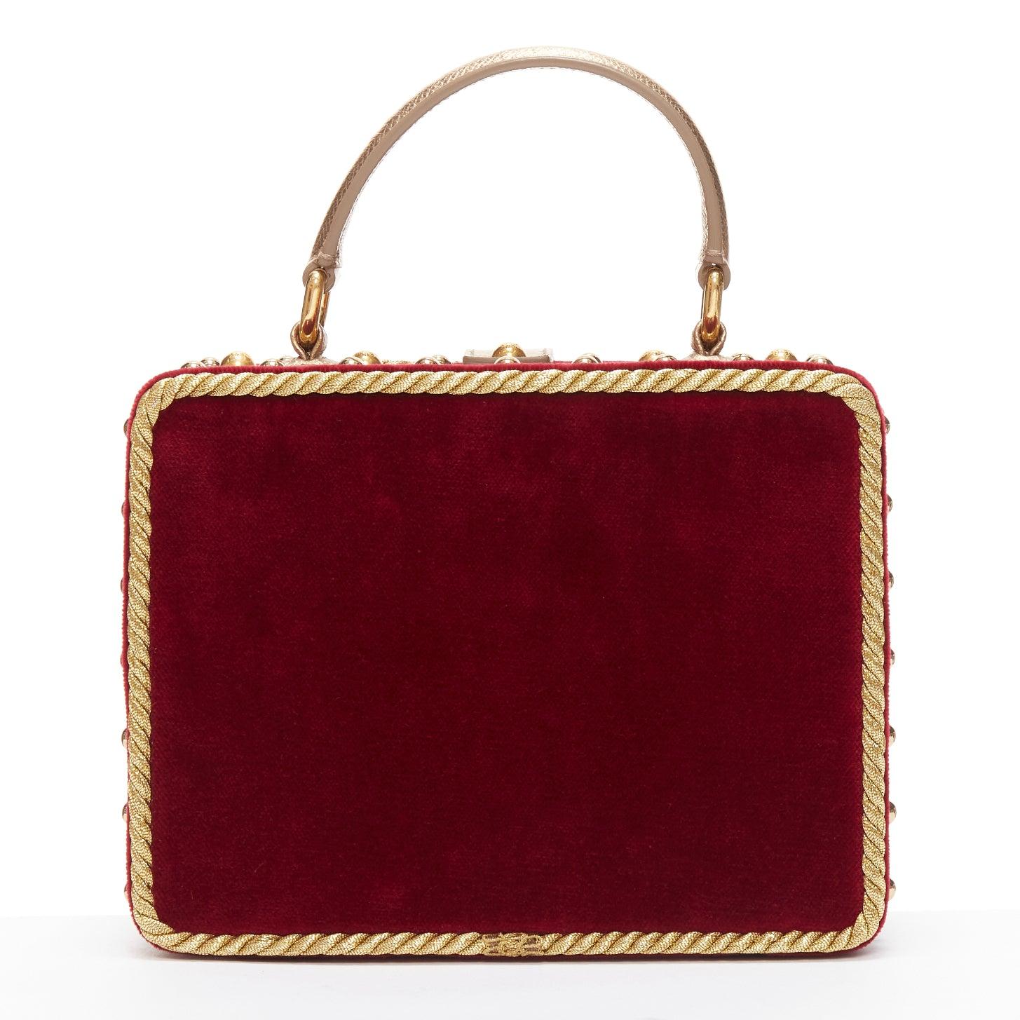 DOLCE GABBANA Santa Borsa gold baroque trim cherub print vanity box shoulder bag For Sale 1