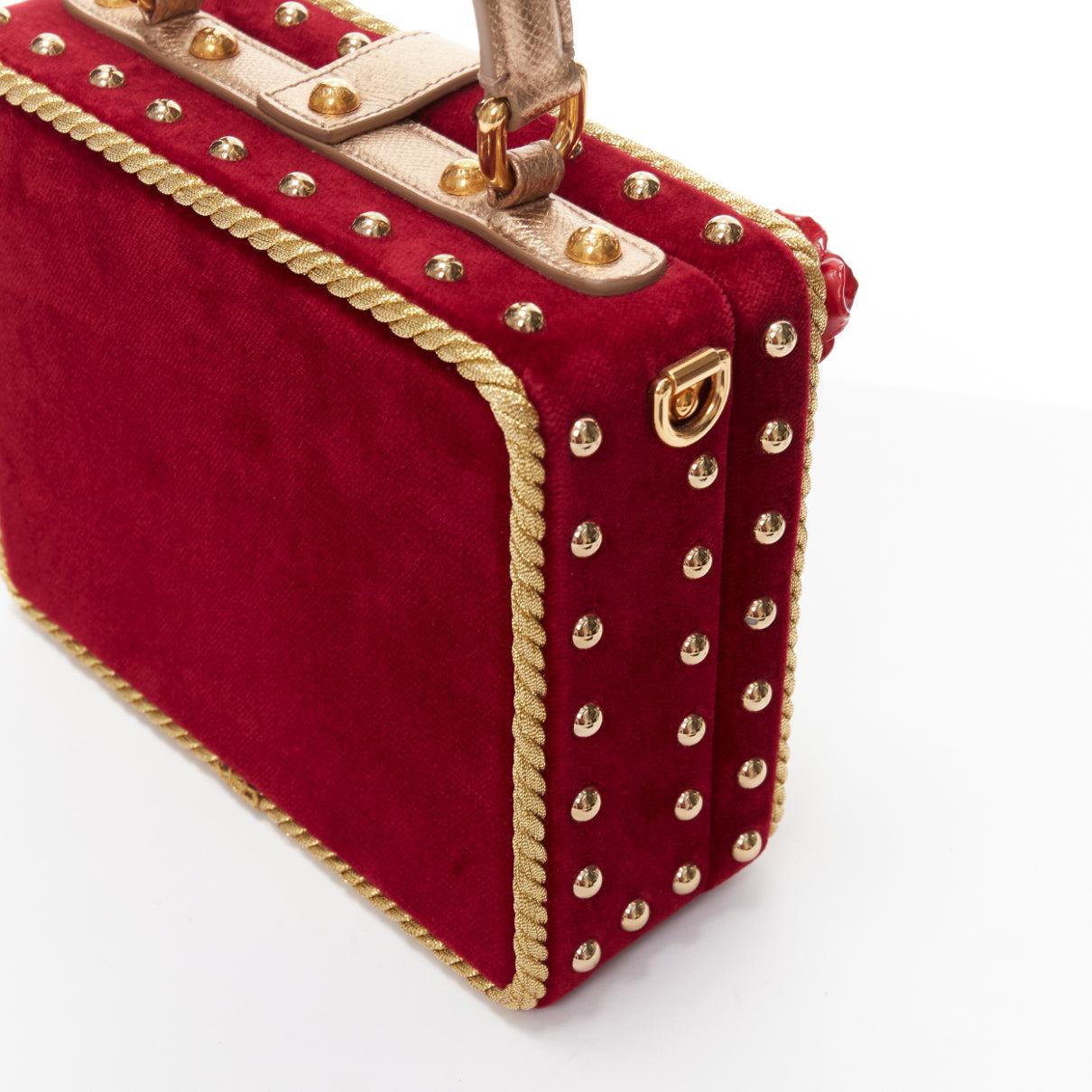 DOLCE GABBANA Santa Borsa gold baroque trim cherub print vanity box shoulder bag For Sale 3