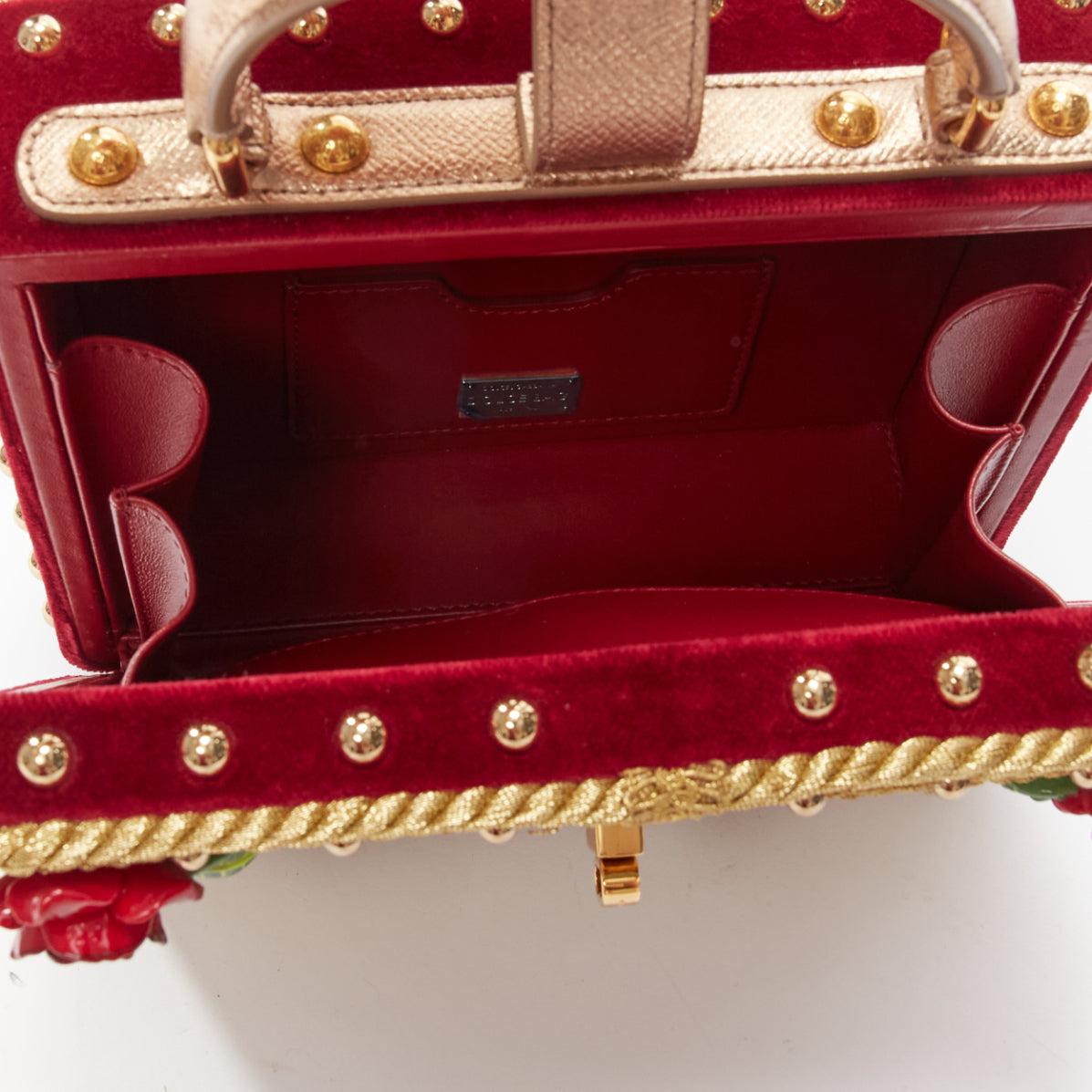 DOLCE GABBANA Santa Borsa gold baroque trim cherub print vanity box shoulder bag For Sale 4