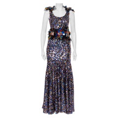 Dolce & Gabbana Sartoria Multicolor Sequin Embellished Tulle Mermaid Gown S