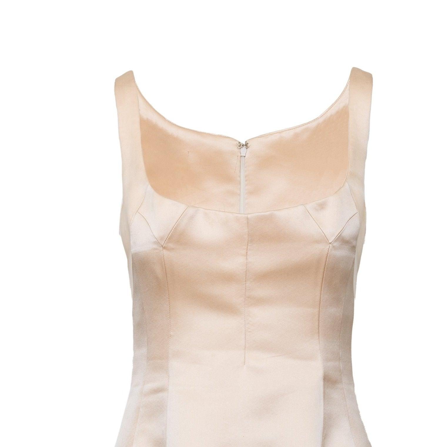 Beige Dolce & Gabbana Satin Dress - '00s For Sale