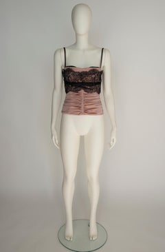 Dolce & Gabbana Satin & Lace Gathered Bustier Corset Top, Circa 2001