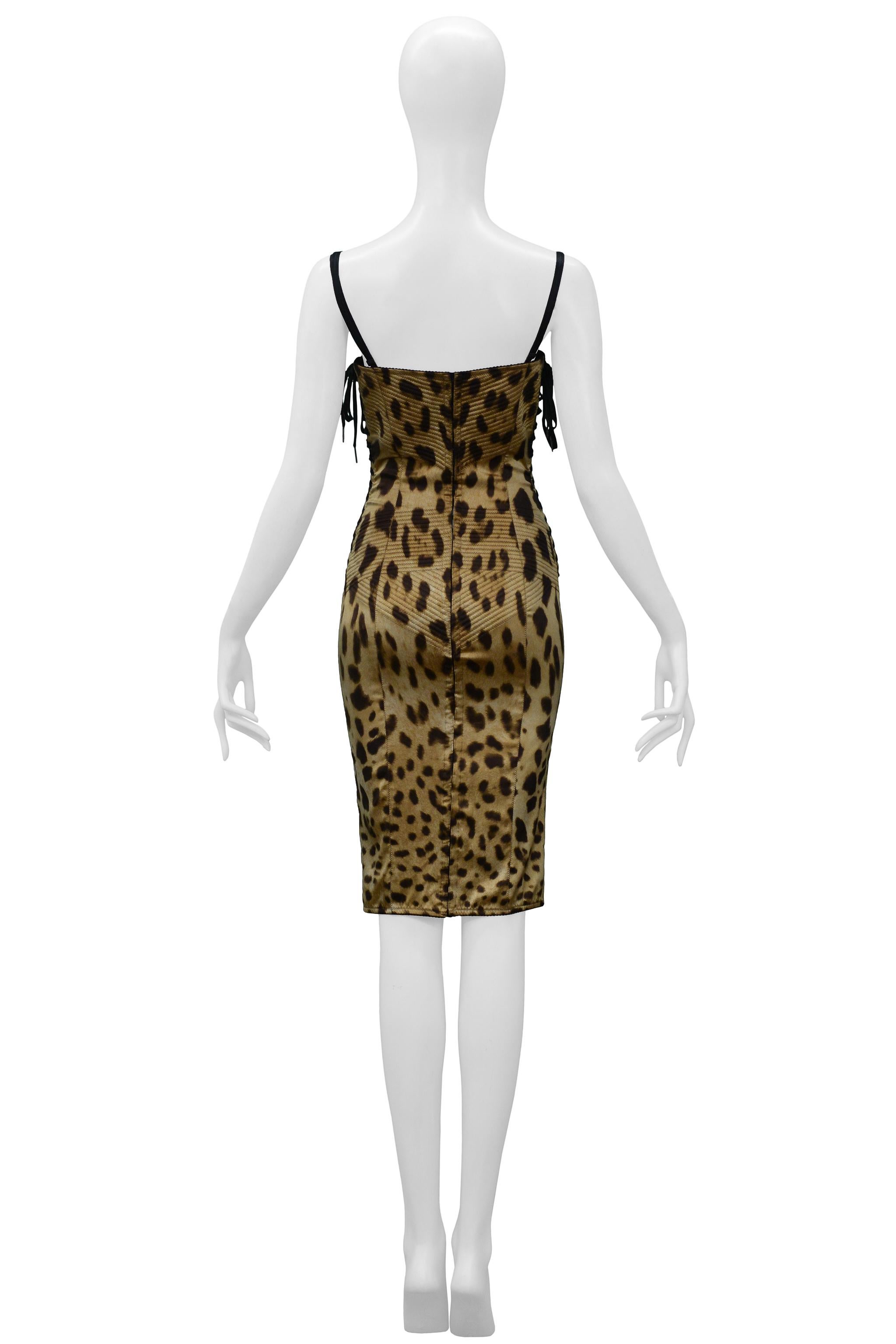 Dolce & Gabbana Satin Leopard Print Corset Bustier Dress For Sale 2
