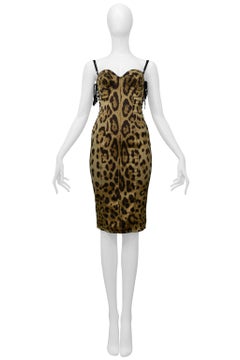 Dolce & Gabbana Satin Leopard Print Corset Bustier Dress