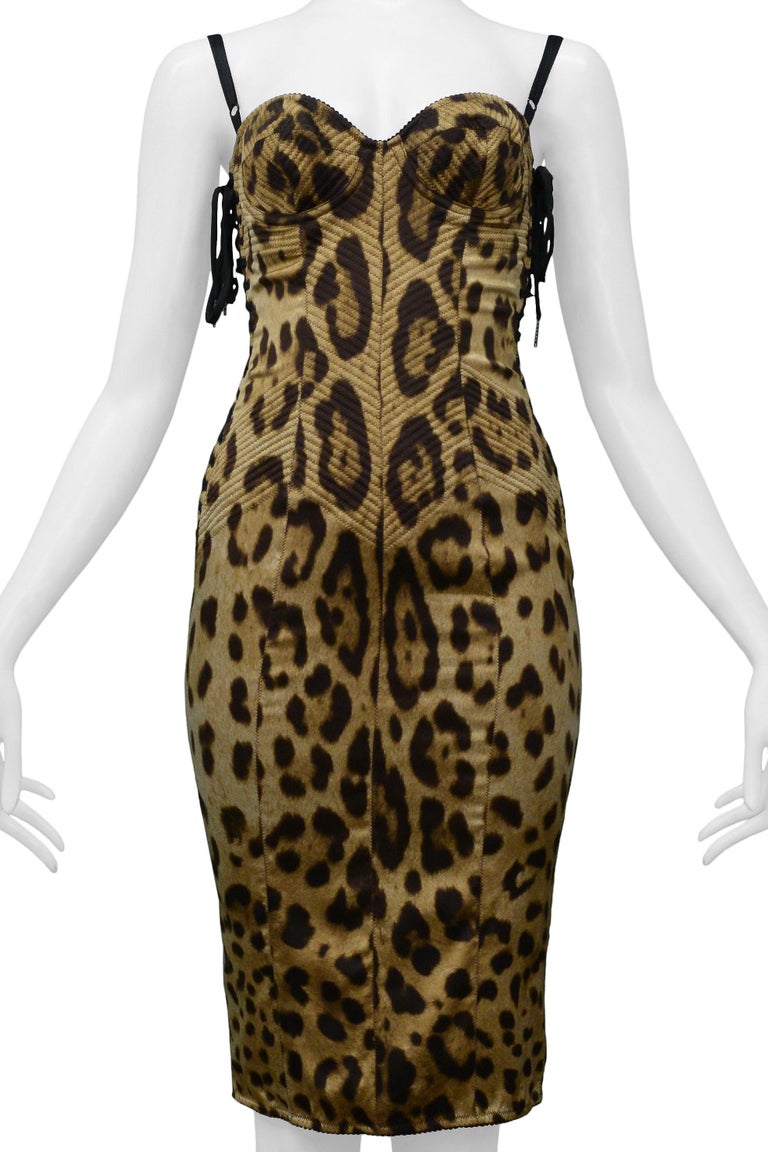 Dolce and Gabbana Satin Leopard Print Corset Bustier Dress For Sale at  1stDibs | leopard corset dress, leopard print corset dress