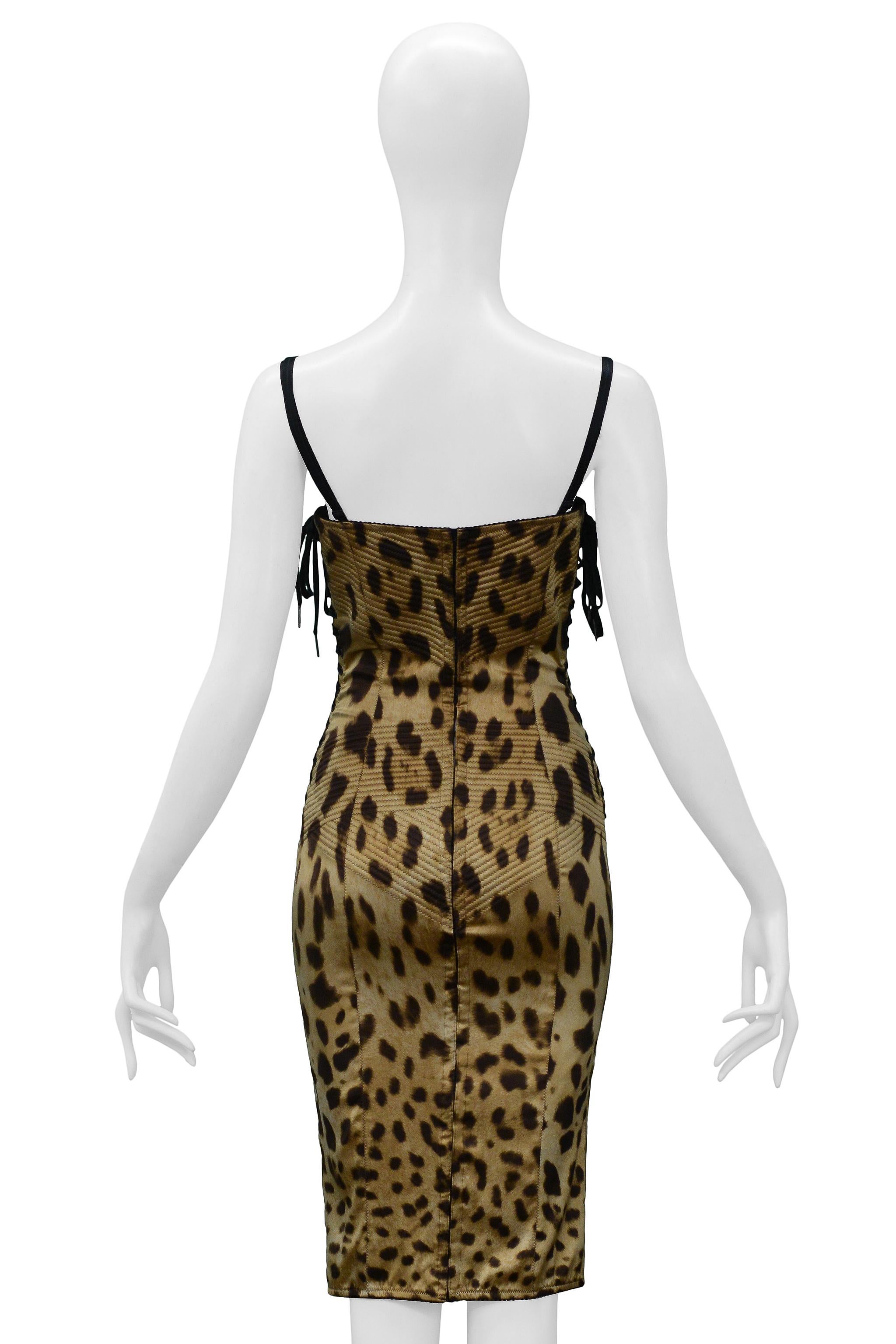 Women's Dolce & Gabbana Satin Leopard Print Corset Bustier Dress For Sale