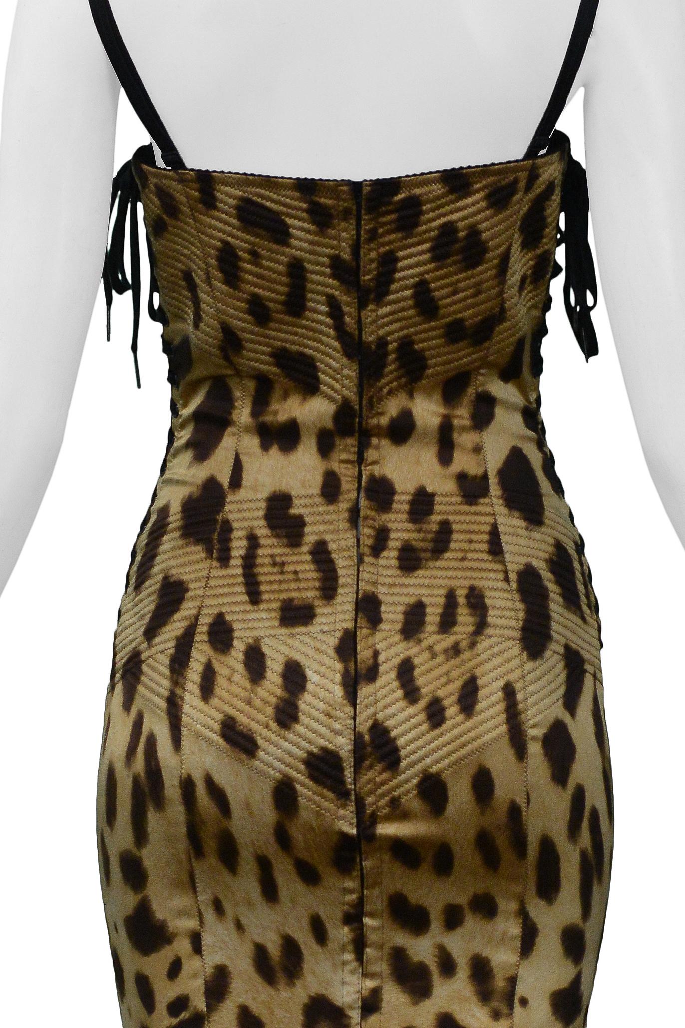 Dolce & Gabbana Satin Leopard Print Corset Bustier Dress For Sale 1