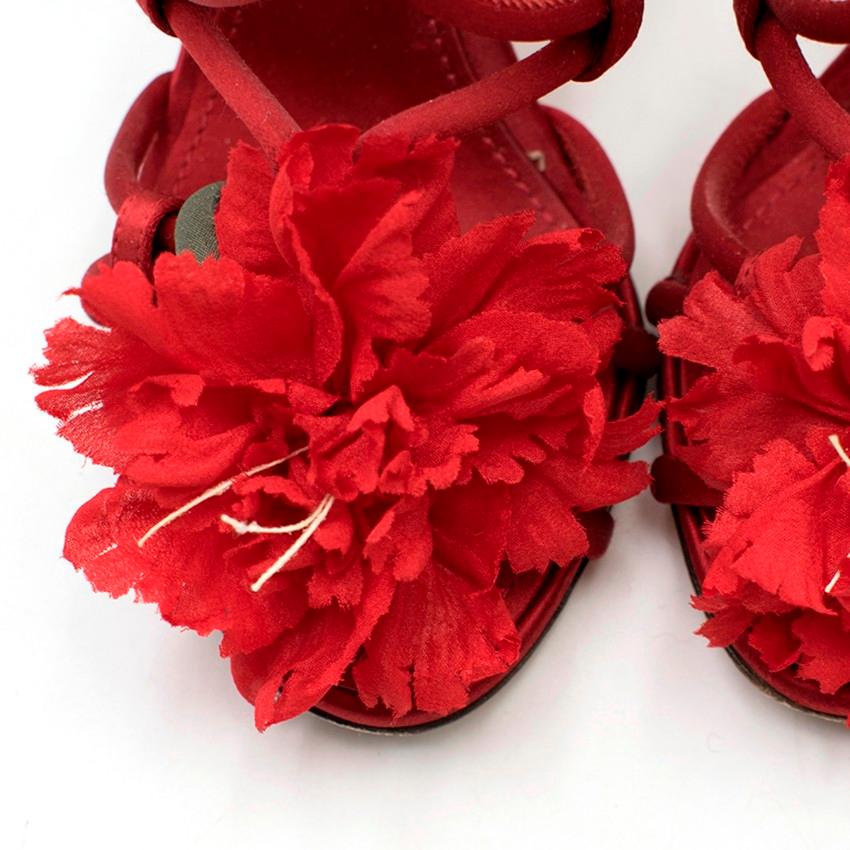 Dolce & Gabbana Satin Strappy Flower Embellished Sandals IT 36 In Good Condition In London, GB