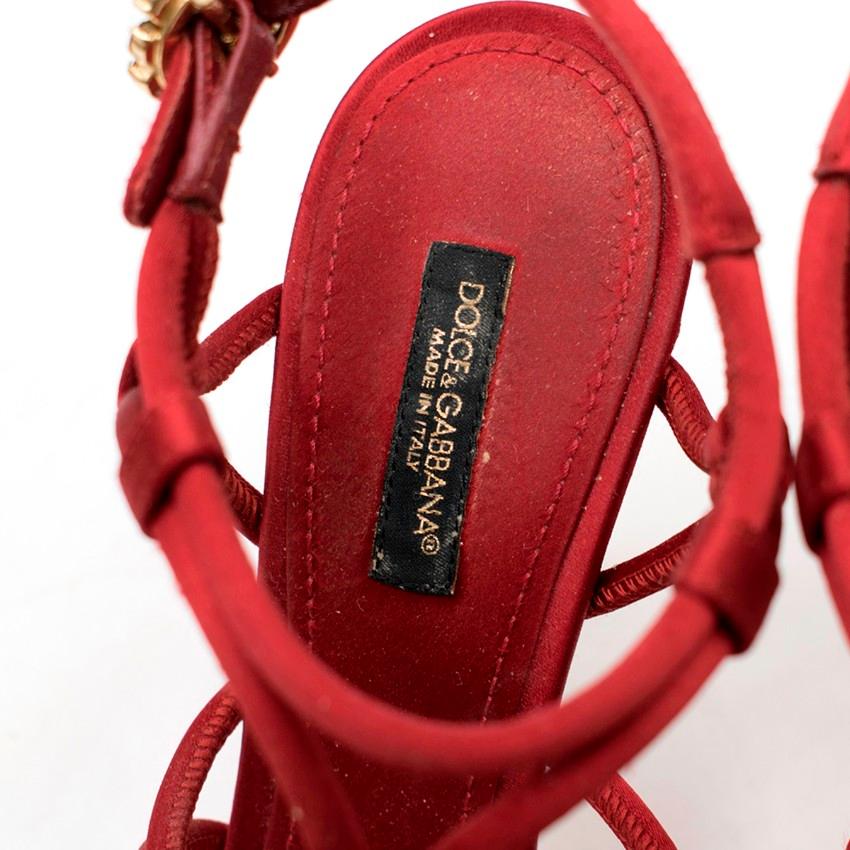 Women's Dolce & Gabbana Satin Strappy Flower Embellished Sandals IT 36