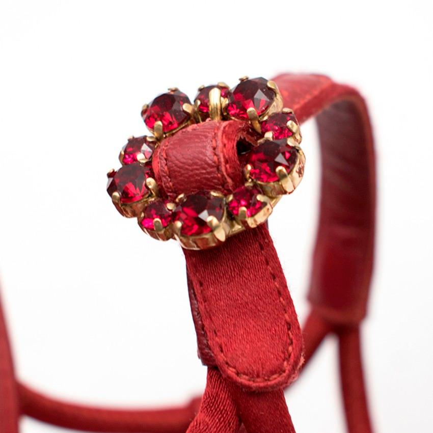 Dolce & Gabbana Satin Strappy Flower Embellished Sandals IT 36 1