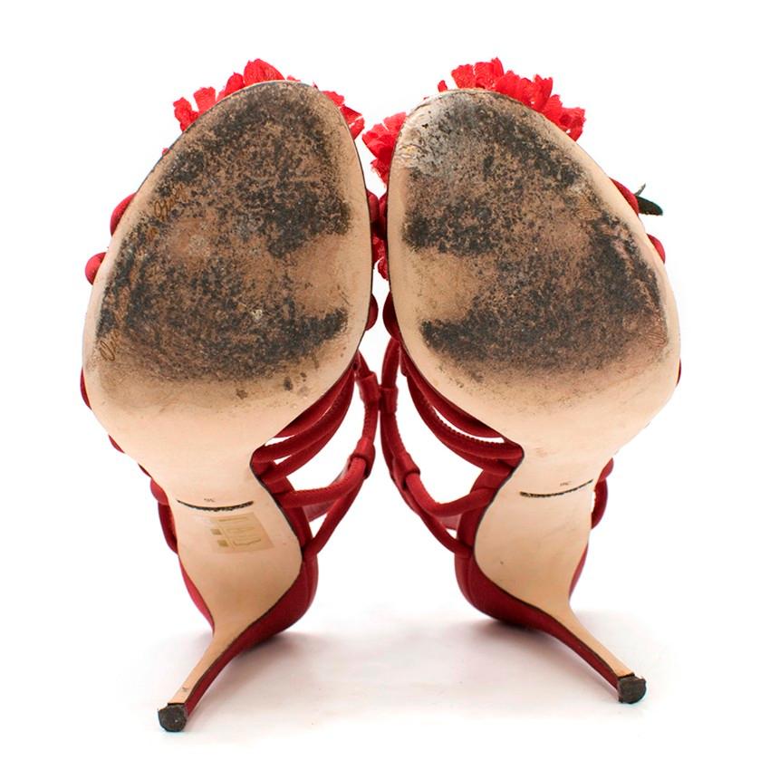 Dolce & Gabbana Satin Strappy Flower Embellished Sandals IT 36 3