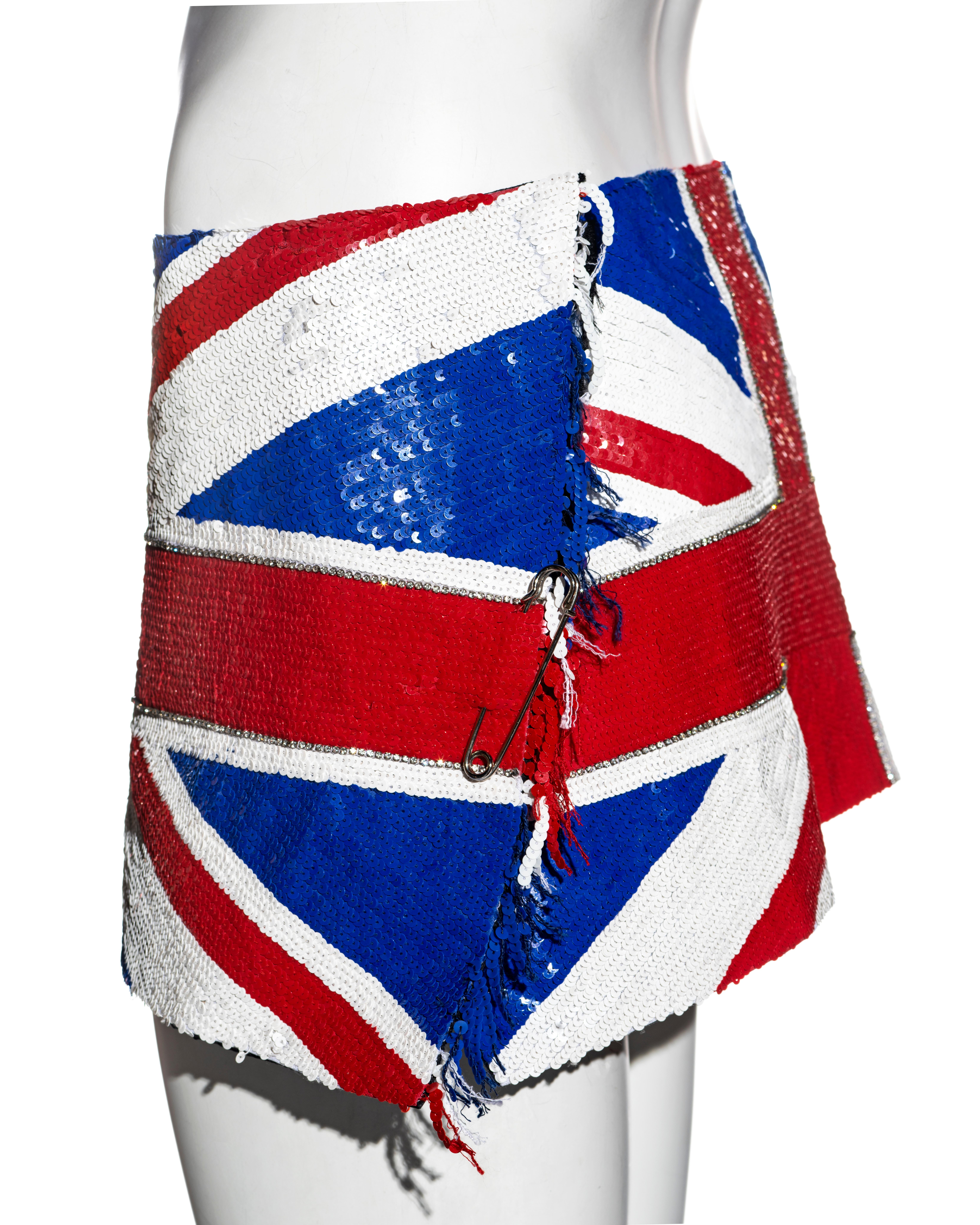 Dolce & Gabbana sequin and crystal Union Jack flag mini wrap skirt, ss 2000 1