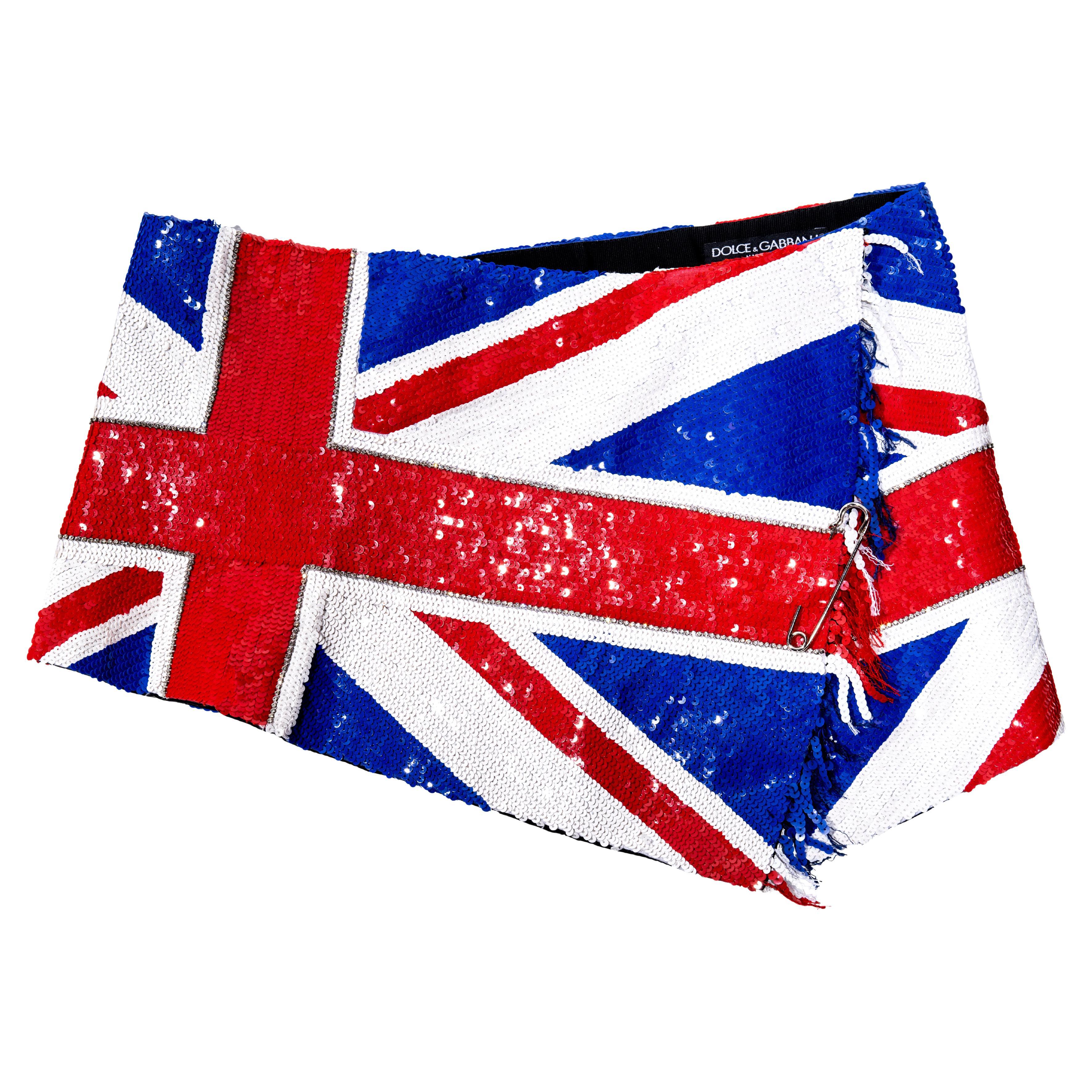 Dolce & Gabbana sequin and crystal Union Jack flag mini wrap skirt, ss 2000