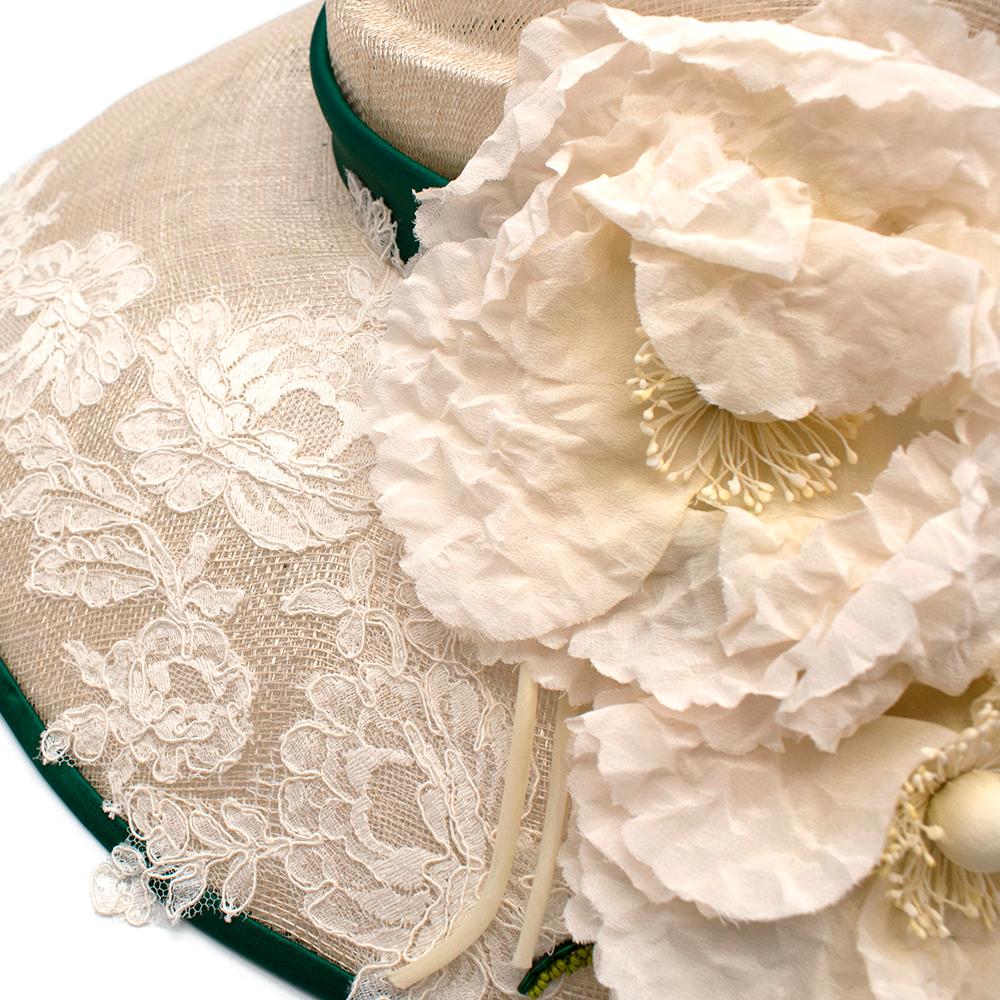 Dolce & Gabbana Sequin & Lace Detailed Floral Embellished Raffia Hat 2