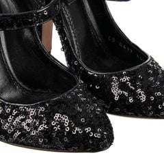 Dolce & Gabbana - Sequined Mary Janes VALLY Black EUR 35.5