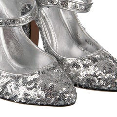Dolce & Gabbana - Sequined Mary Janes VALLY Silver EUR 35.5