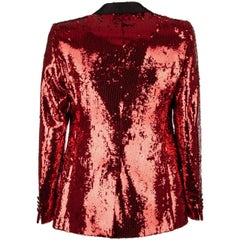 Dolce & Gabbana - Sequined Tuxedo Blazer with Moire Lapel Red Black 48