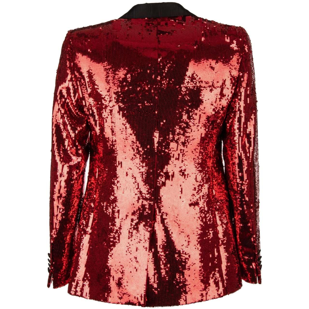 - Full sequined tuxedo / blazer with a contrast black moire lapel by DOLCE & GABBANA - RUNWAY - Dolce&Gabbana Fashion Show - Former RRP: EUR 2.750 - MADE IN ITALY - New with Tag - Slim Fit - Model: G2MX9T-HLMTJ-R0026 - Material: 86% Nylon, 14% Silk