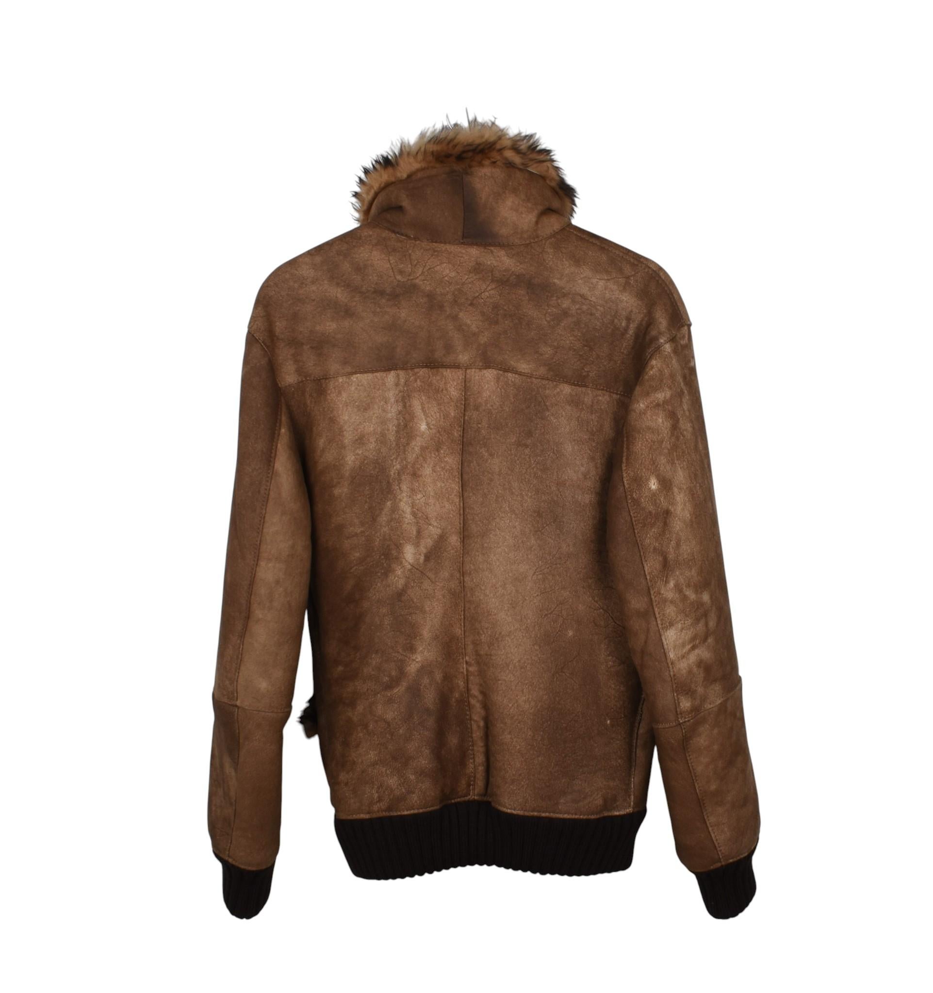 Dolce Gabbana Shearling Herren Jacke Pelz Hirschleder Größe IT48-M im Zustand „Hervorragend“ im Angebot in Kaunas, LT