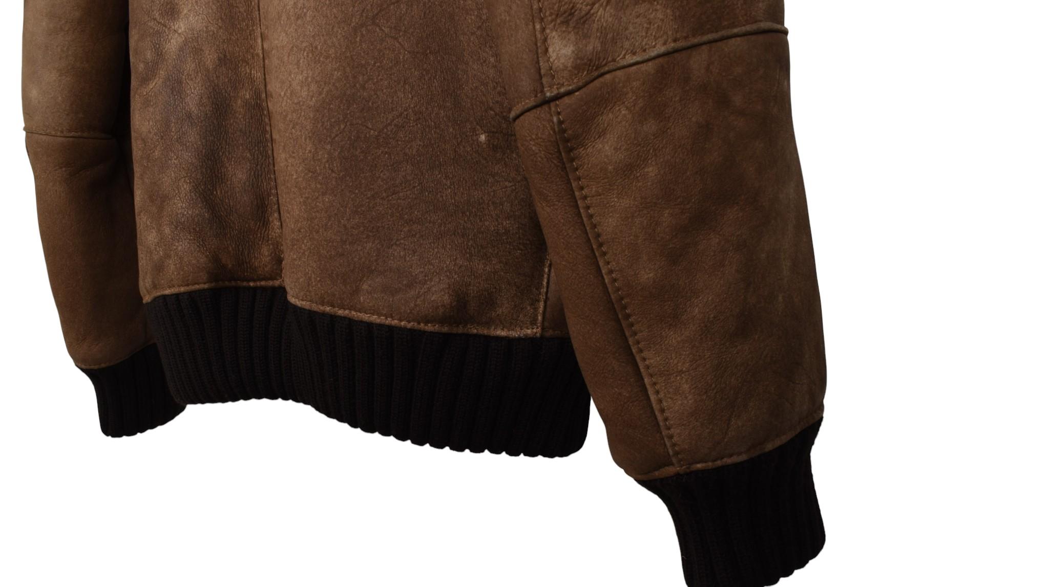 Dolce Gabbana Shearling Herren Jacke Pelz Hirschleder Größe IT48-M im Angebot 1