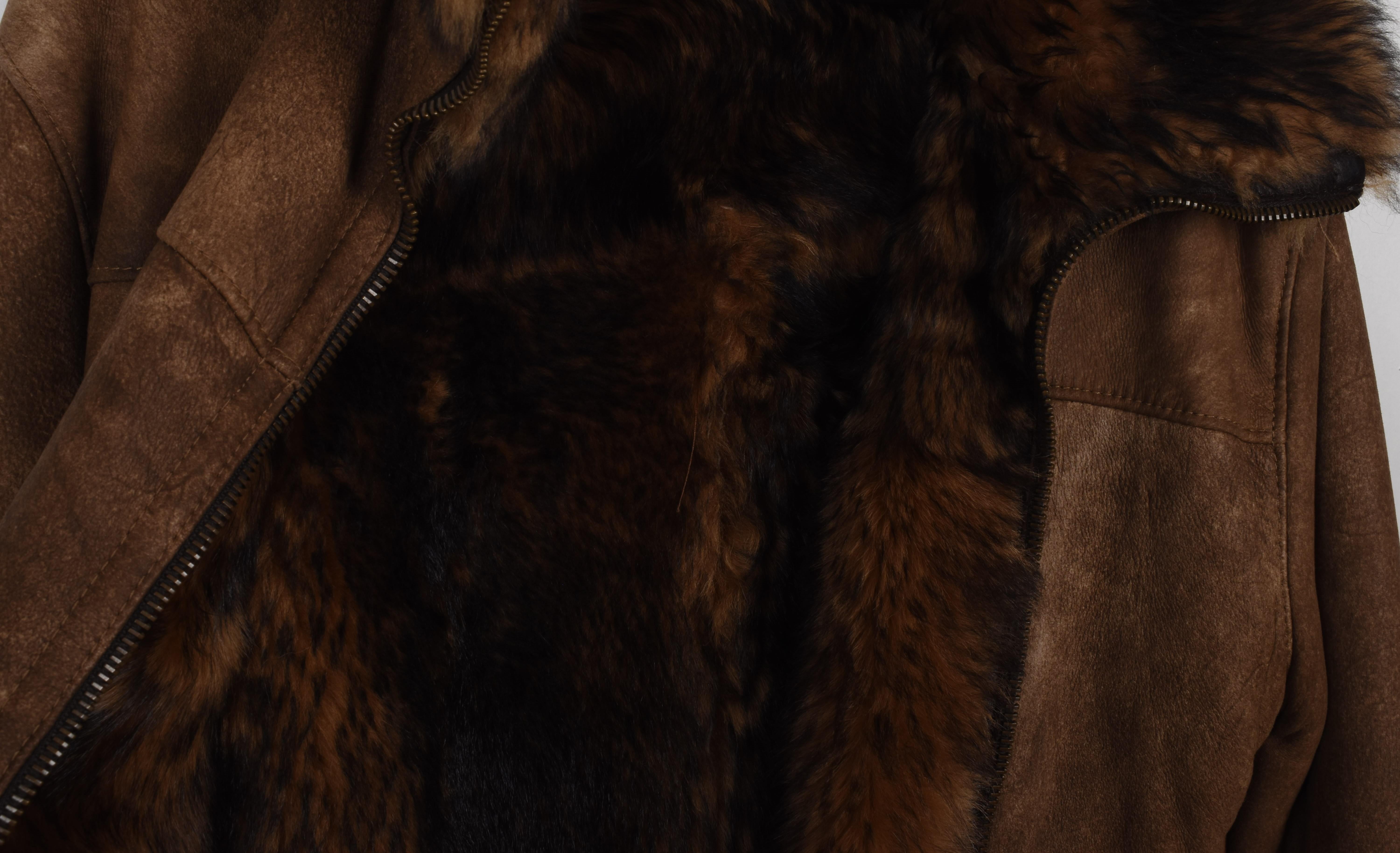 Dolce Gabbana Shearling Herren Jacke Pelz Hirschleder Größe IT48-M im Angebot 3