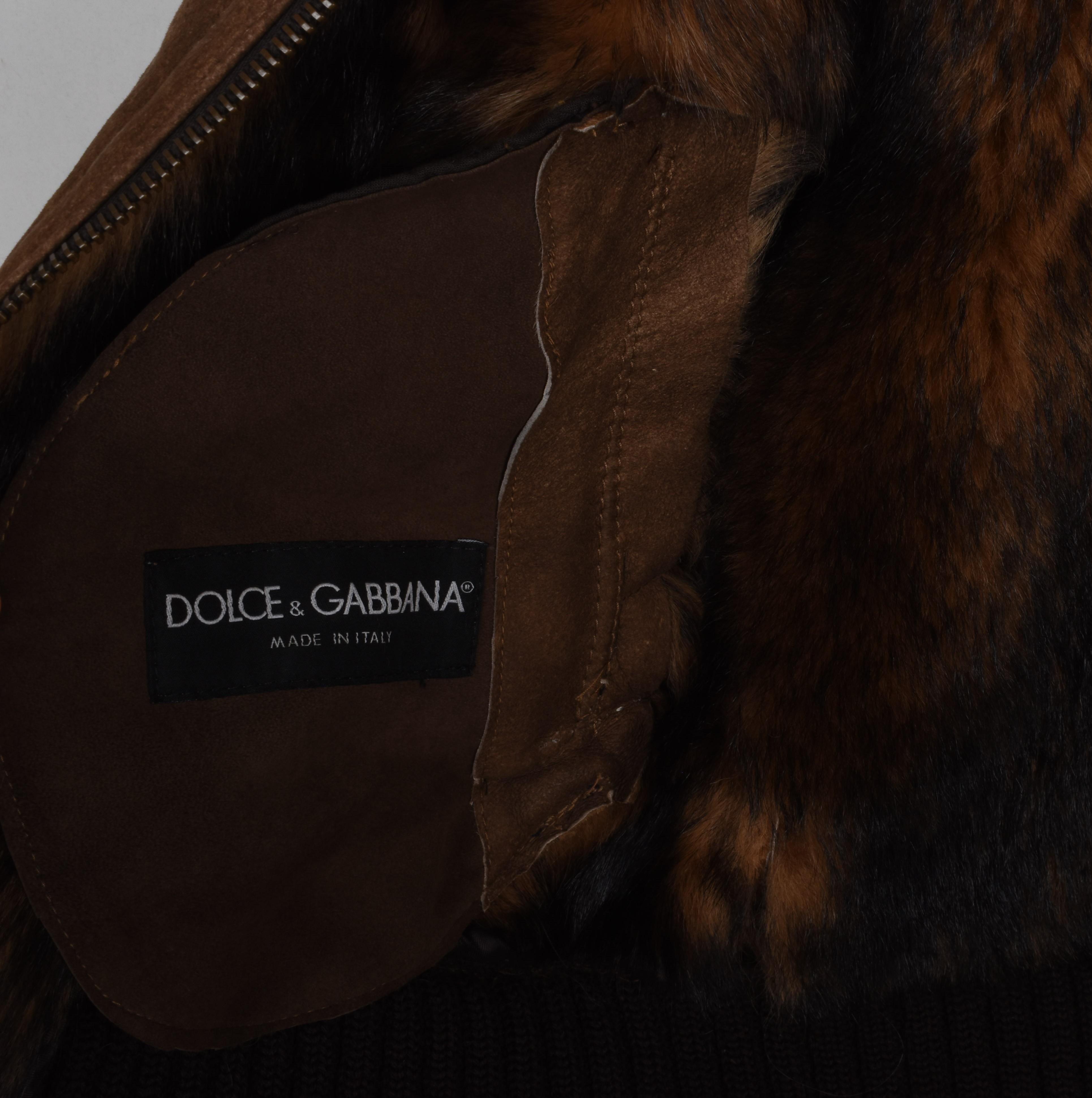 Dolce Gabbana Shearling Herren Jacke Pelz Hirschleder Größe IT48-M im Angebot 4