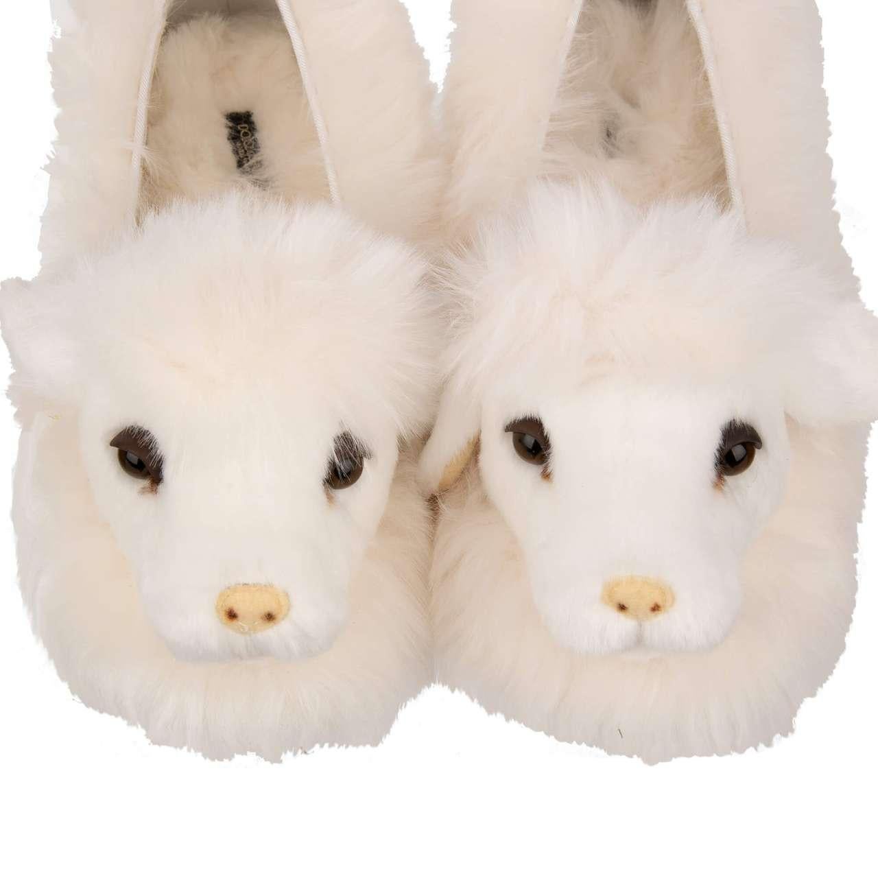 Dolce & Gabbana - Sheep Toy Eco Faux Fur Ballet Flats VALLY White 39.9 In Excellent Condition For Sale In Erkrath, DE