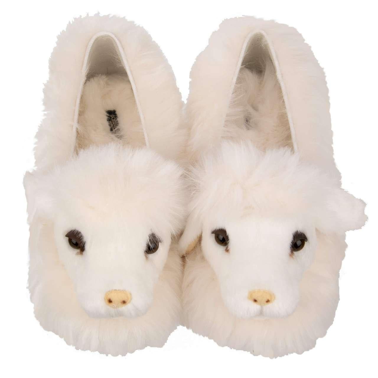 Dolce & Gabbana - Sheep Toy Eco Faux Fur Ballet Flats VALLY White 39.9 For Sale 2