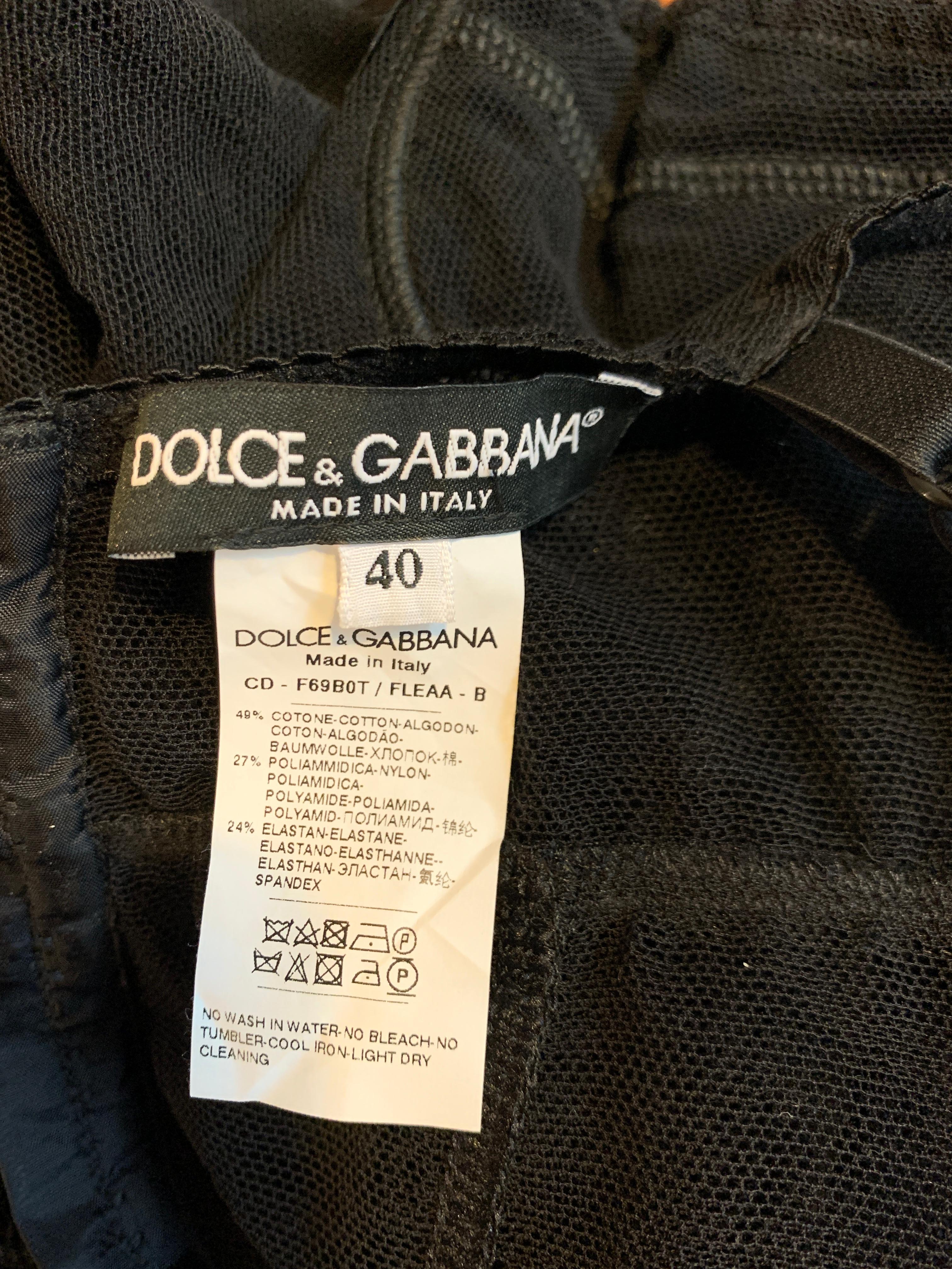 Women's Dolce & Gabbana Sheer Black Mesh Corset Dress with Hook and Eye Closure Up Back